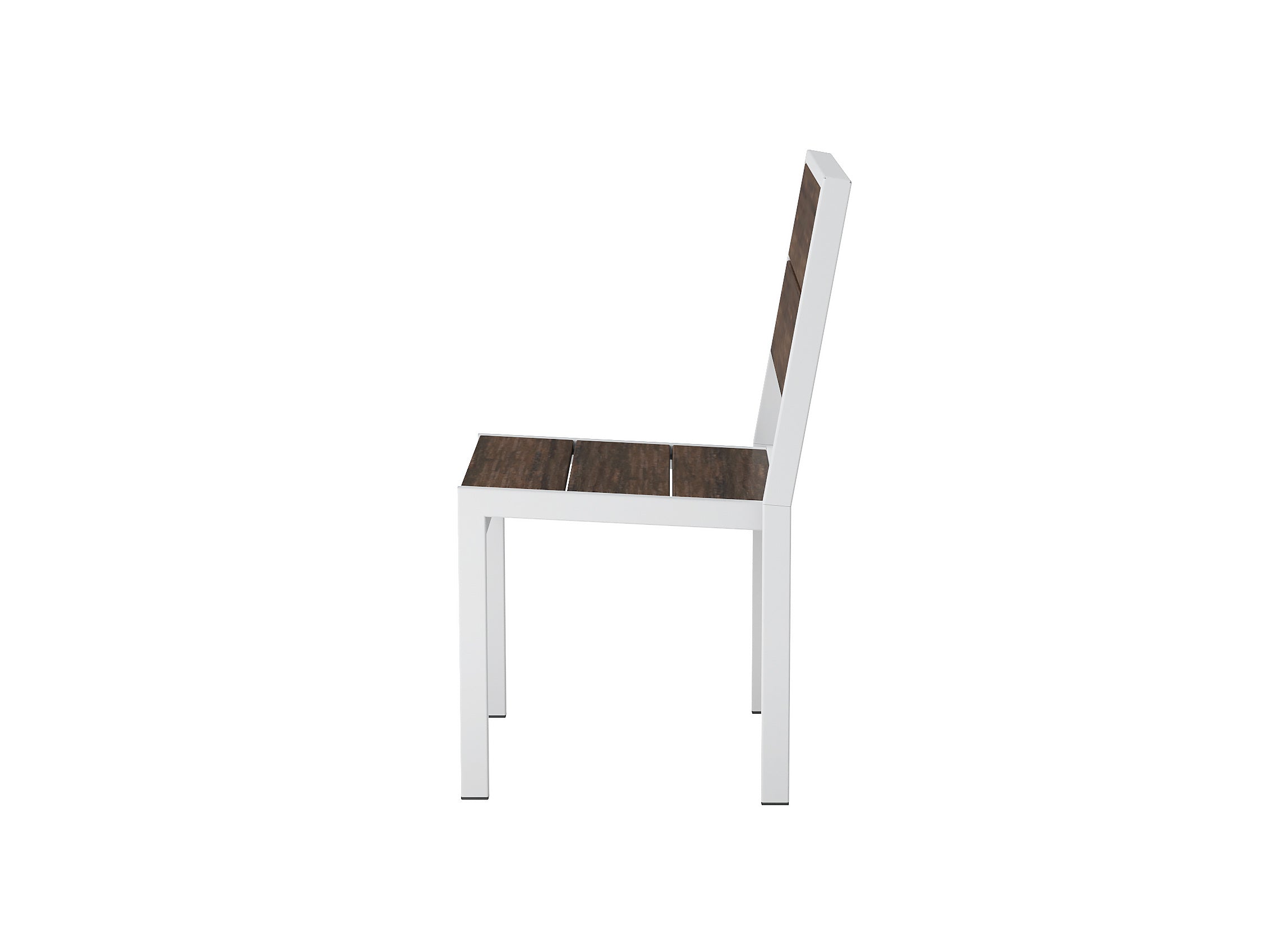 Half Park City Side Chair Brazilian Walnut White Frame Side View