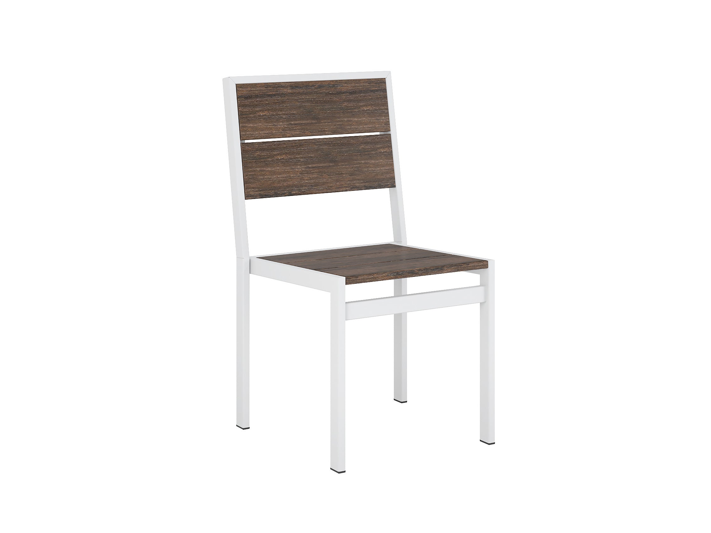 Half Park City Side Chair Brazilian Walnut White Frame Side View