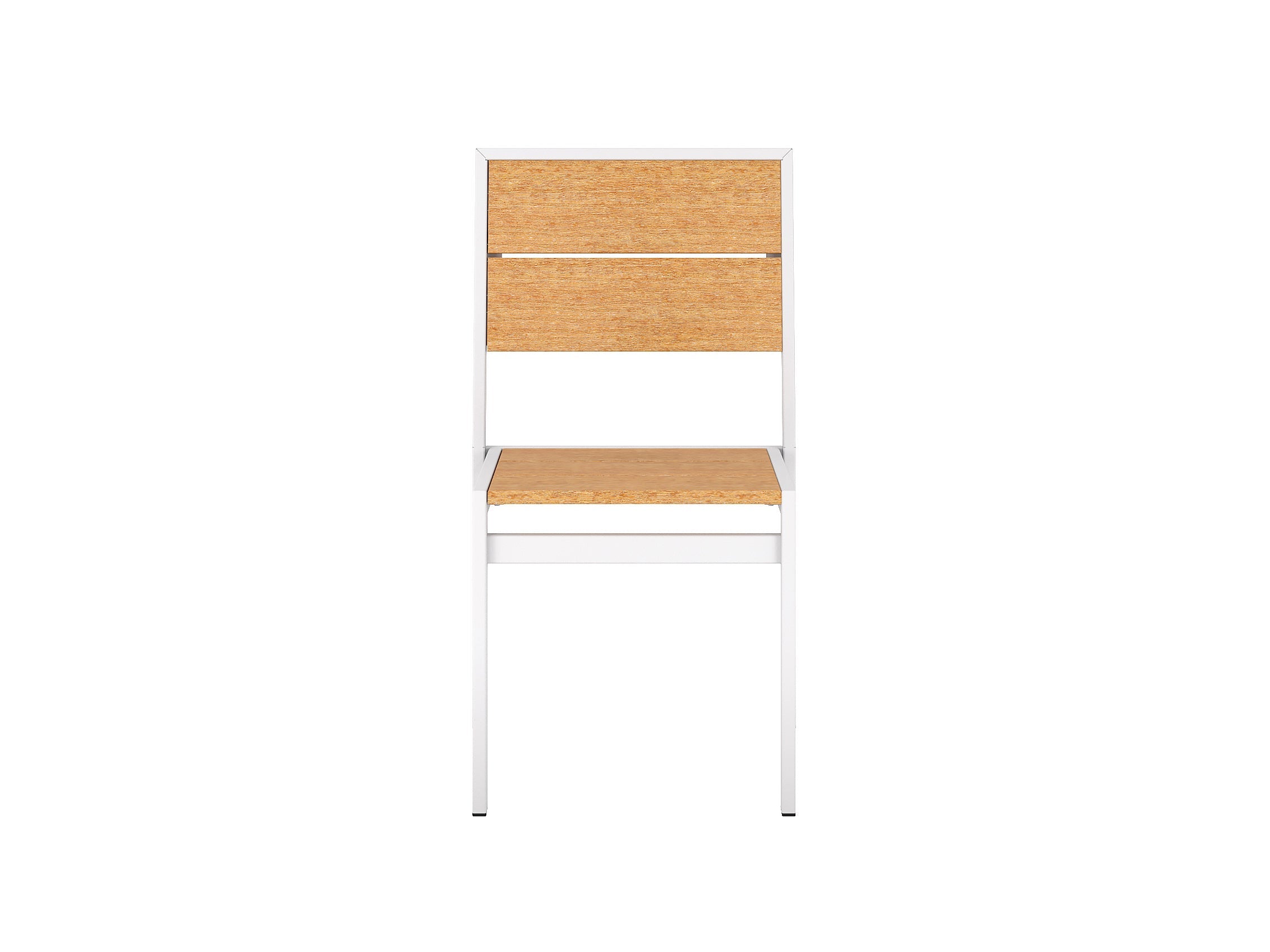 Half Park City Side Chair Natural Teak White Frame Front View