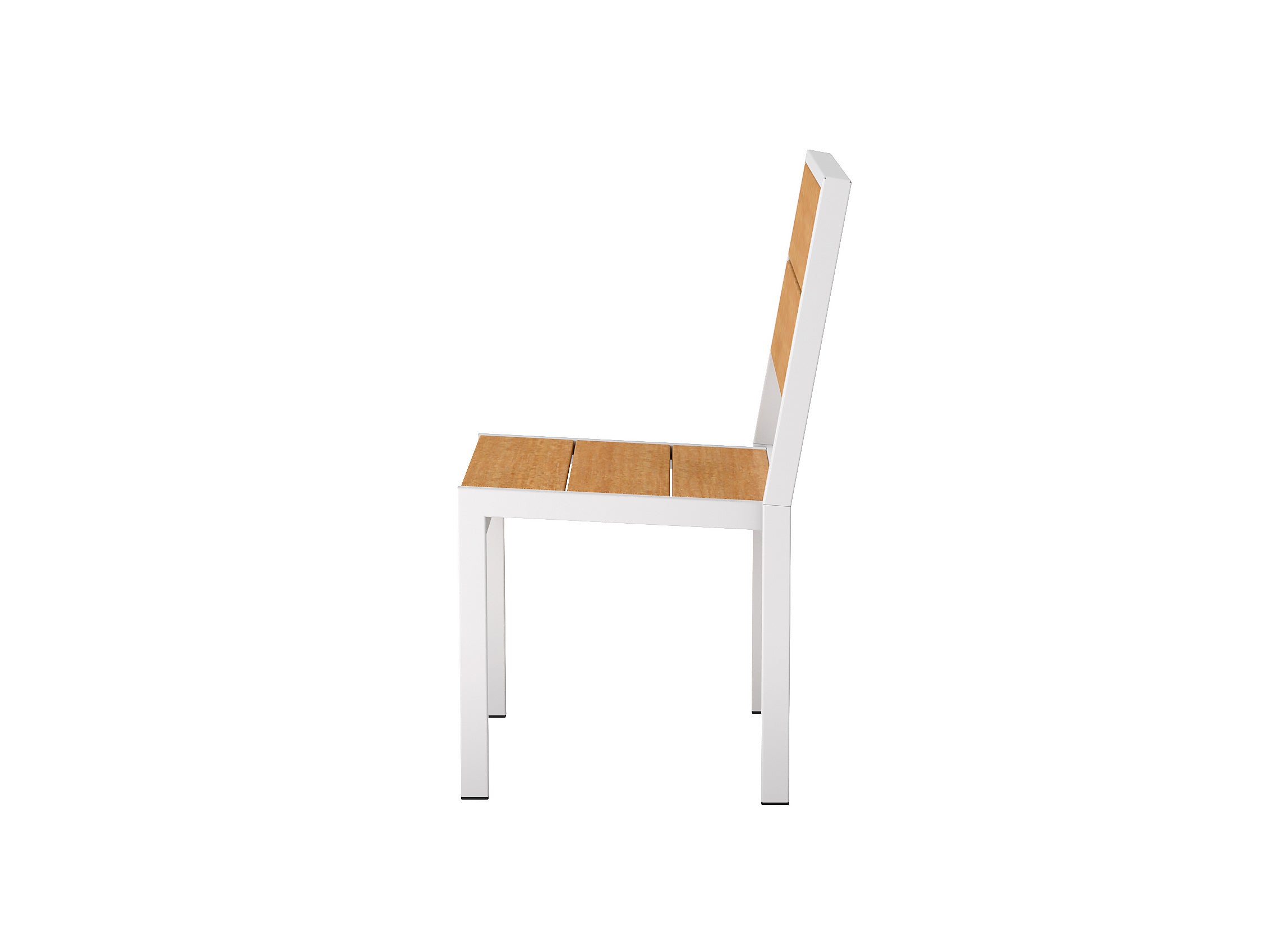 Half Park City Side Chair Natural Teak White Frame Side View