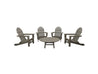 Coastal Gray Classic Adirondack Four Chairs with a Madison Conversation Table on Blank Background