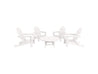 White Classic Adirondack Four Chairs with a Madison Conversation Table on Blank Background