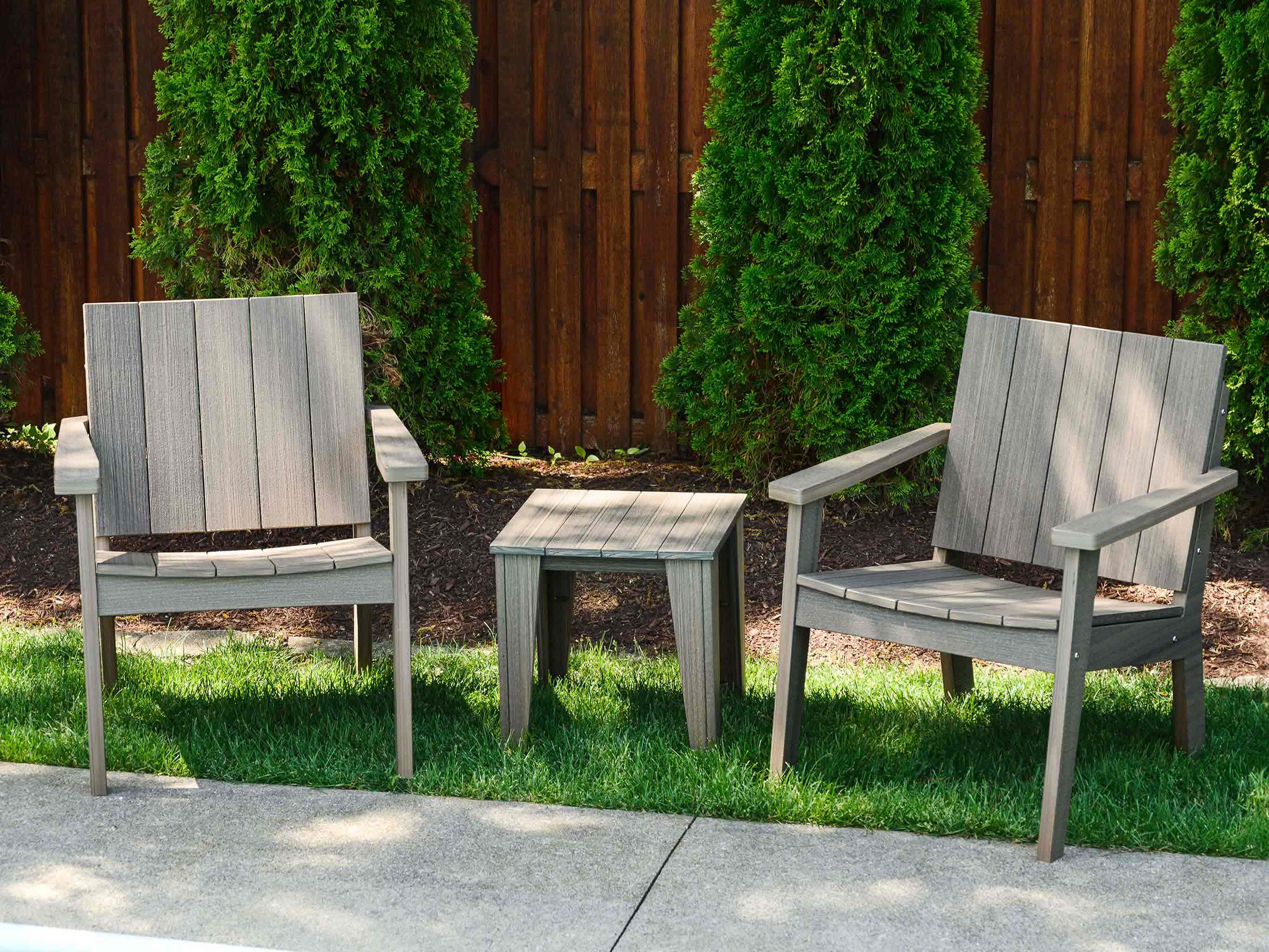 Ashland Chat Chair Set in shady backyard
