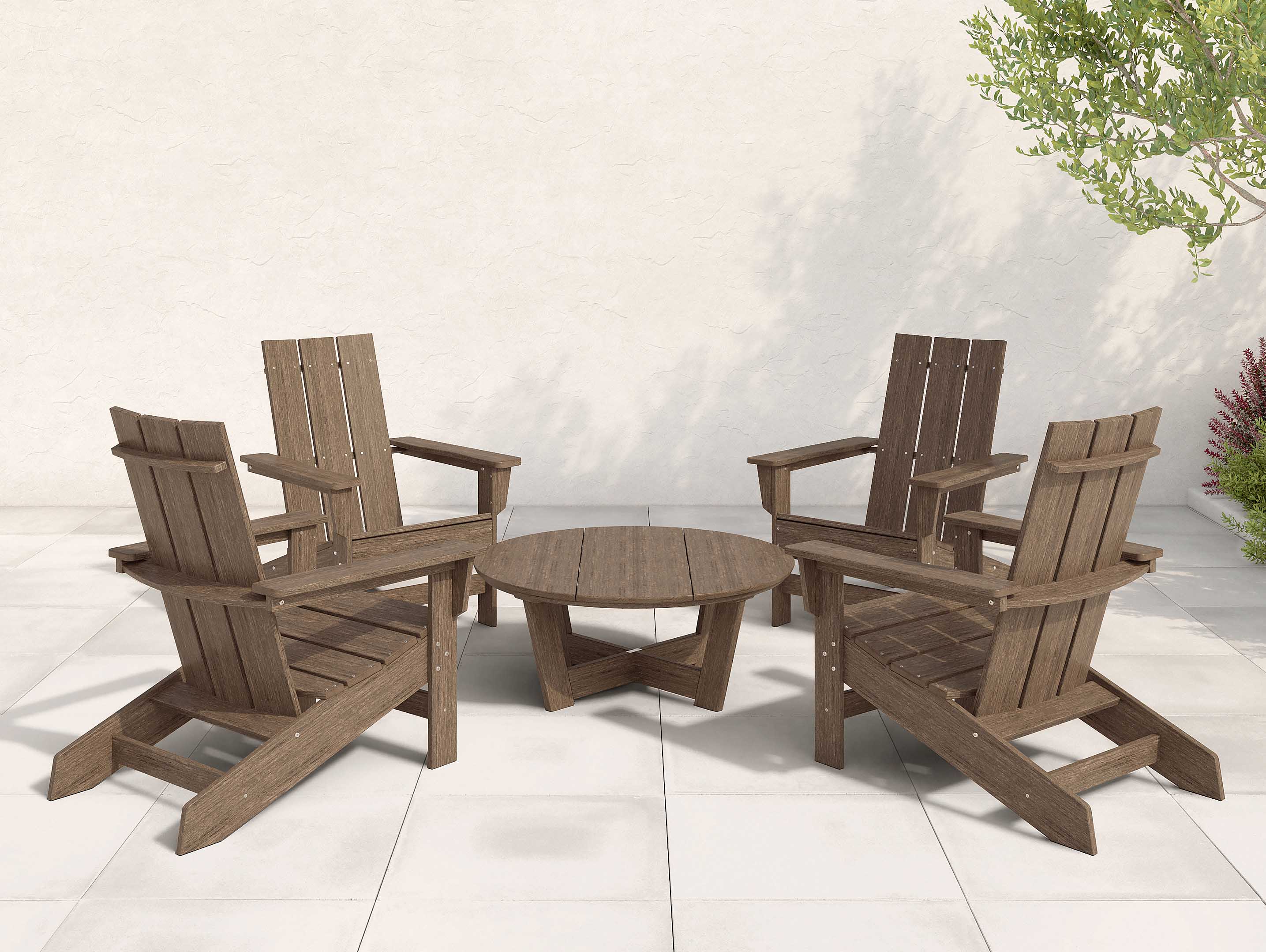 Featured Image - Aria Adirondack Conversation Table Set in Coastal Gray