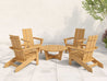 Four Chairs Aria Adirondack Conversation Set with Cannon Beach Table Natural Teak