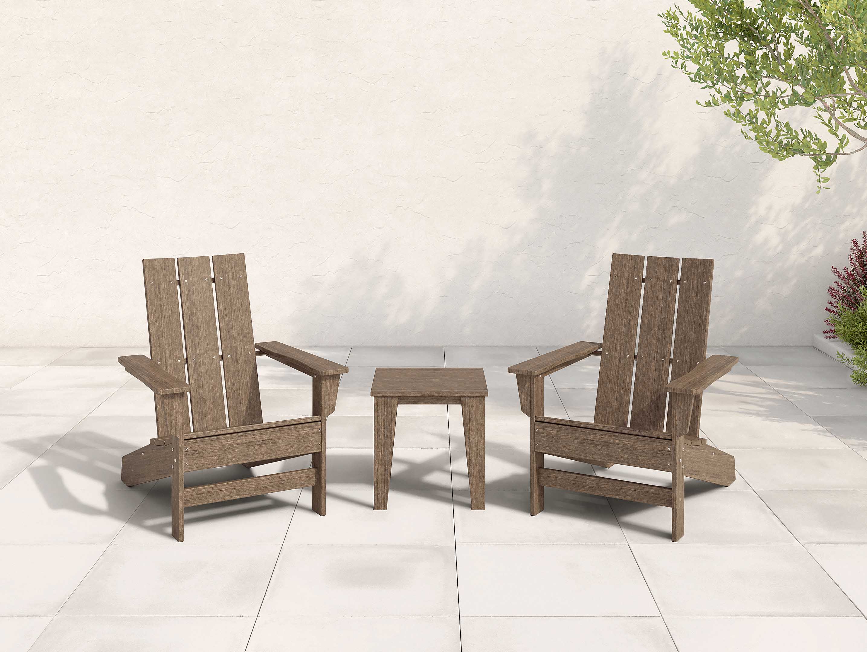 Aria Adirondack Chair and Modern Side Table Coastal Gray