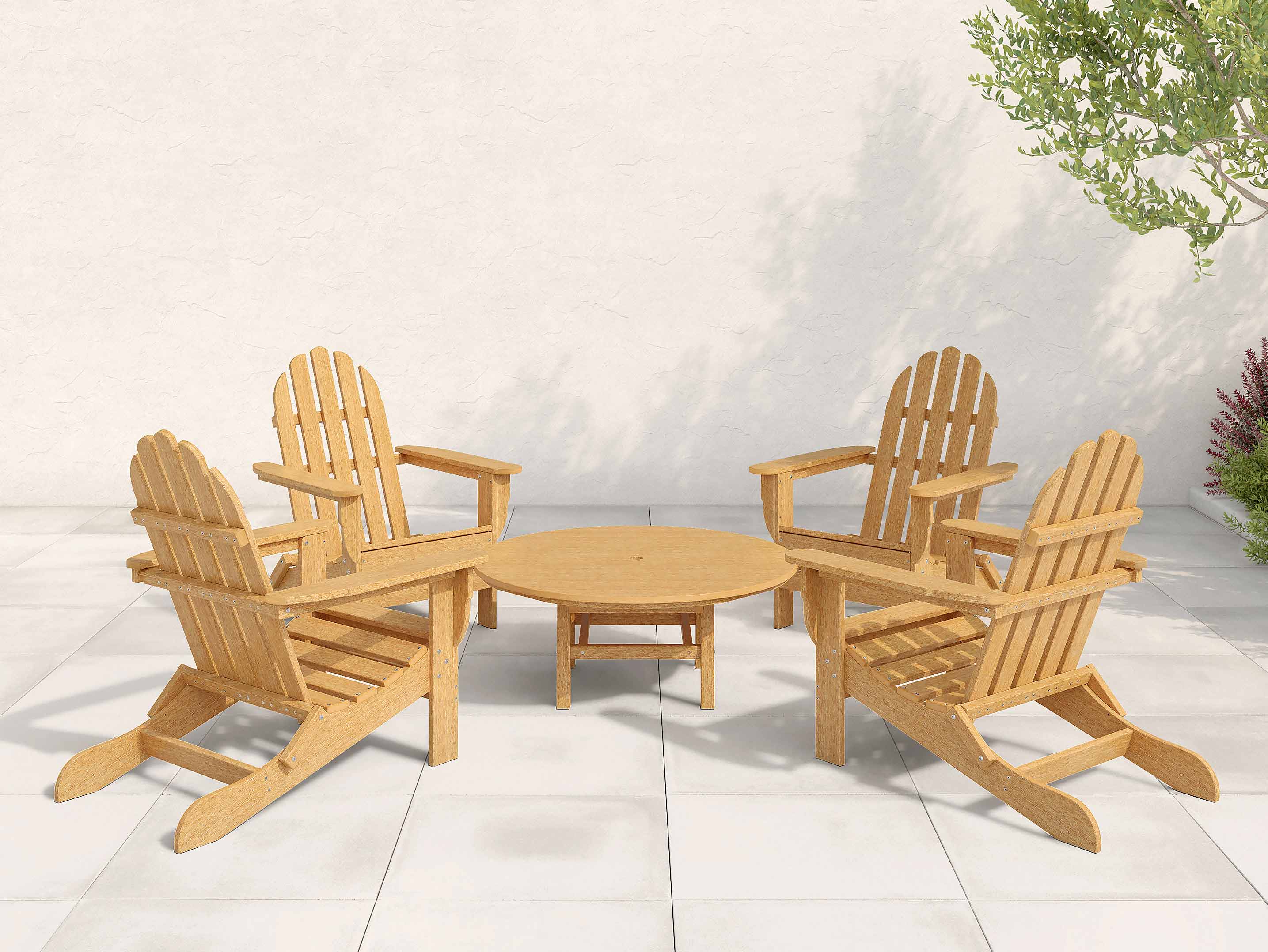 Featured Image - Four Classic Adirondack Chairs surrounding a Madison Conversation Table