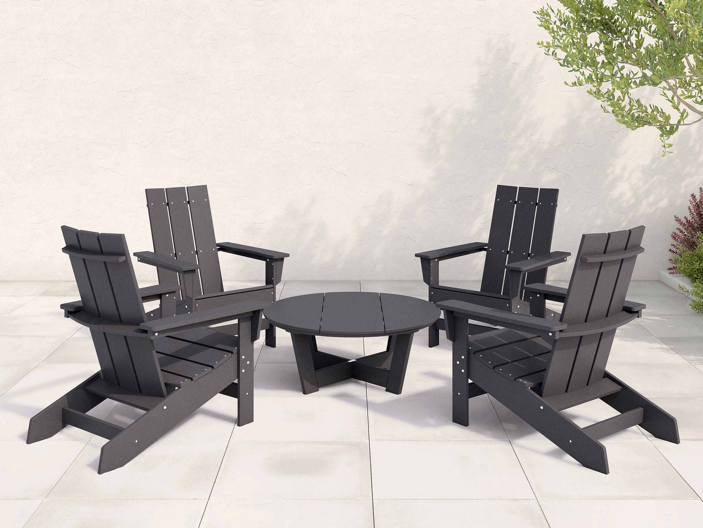 Aria adirondack modern chair set with Cannon Beach Table Black