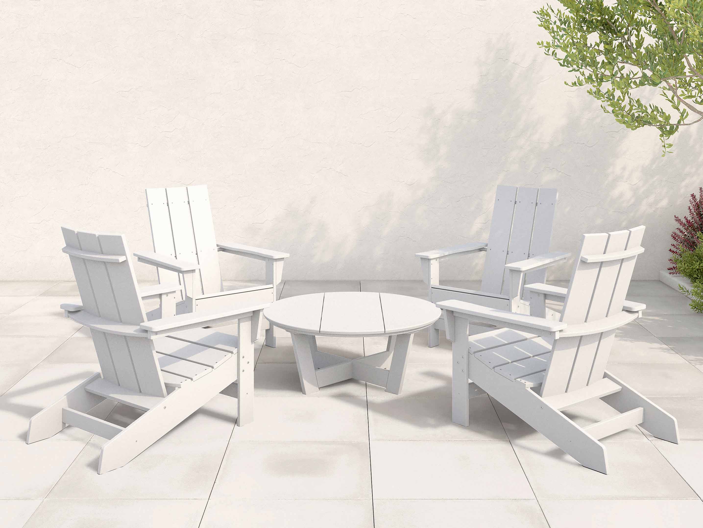 Aria adirondack modern chair set with Cannon Beach Table White