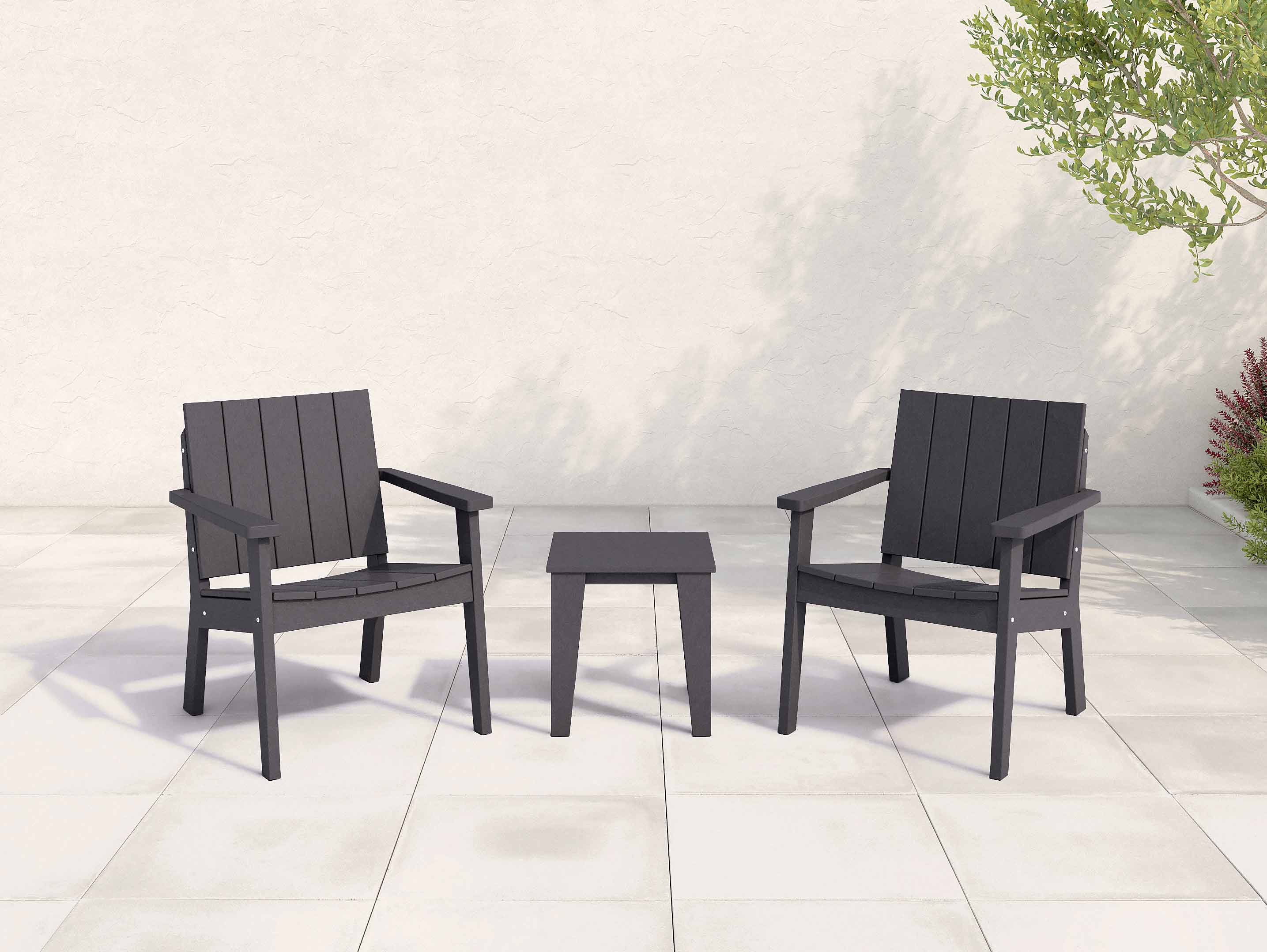 Ashland Chat Chair Set with Modern Side Table in Black