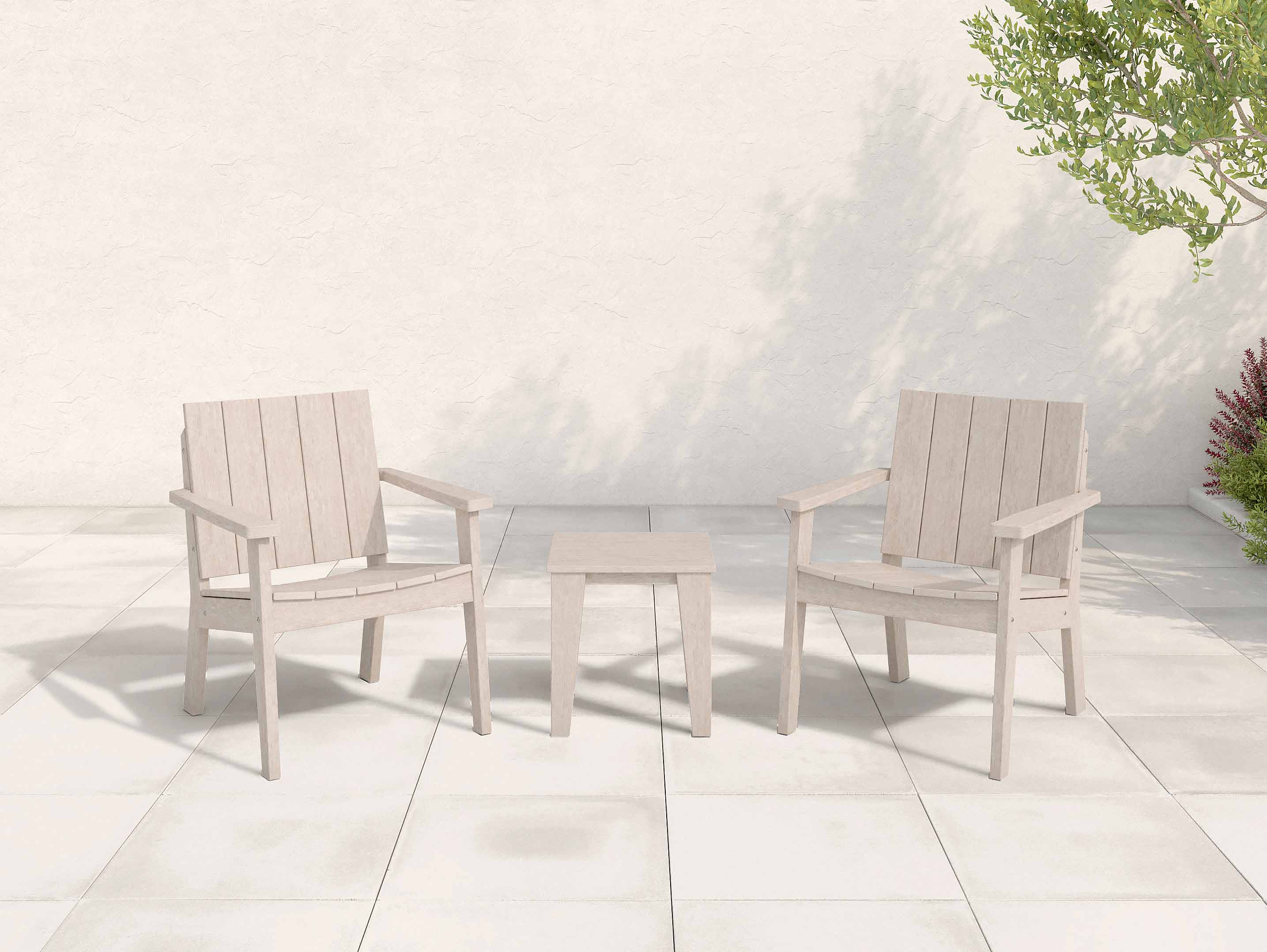 Ashland Chat Chair Set with Modern Side Table in Paper Birch