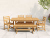 Natural Teak Farmhouse Set Classic Dining with Bench on Patio