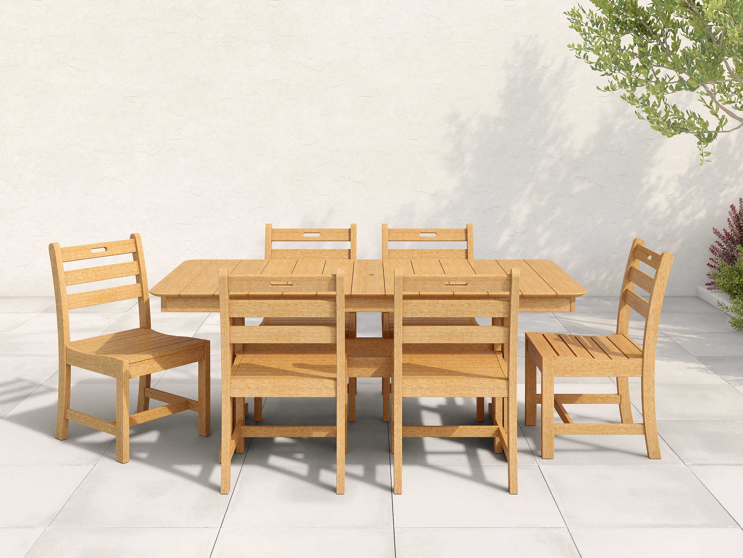 Natural Teak Classic Dining Set with ladder back chairs
