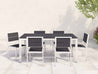 Park City Dining Table with six Side Chairs white frame and black