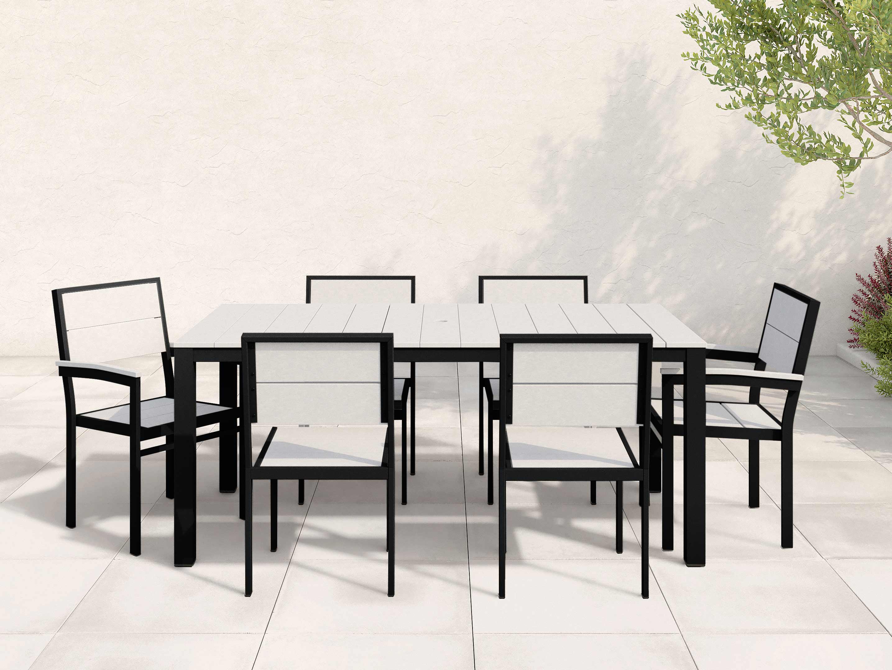 Park City Dining Set White Black Frame