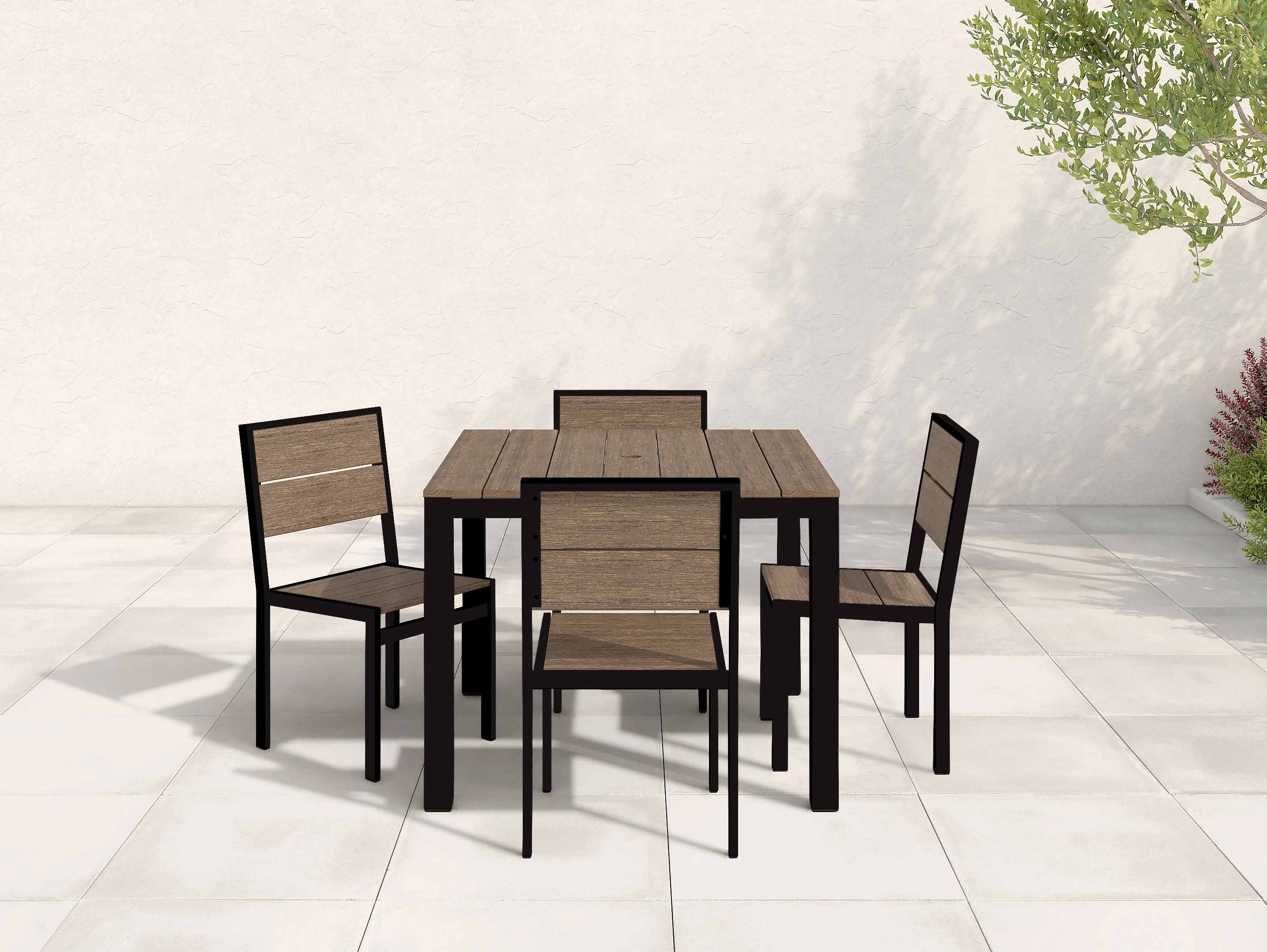 Park City Square Dining Set Beechwood woodgrain