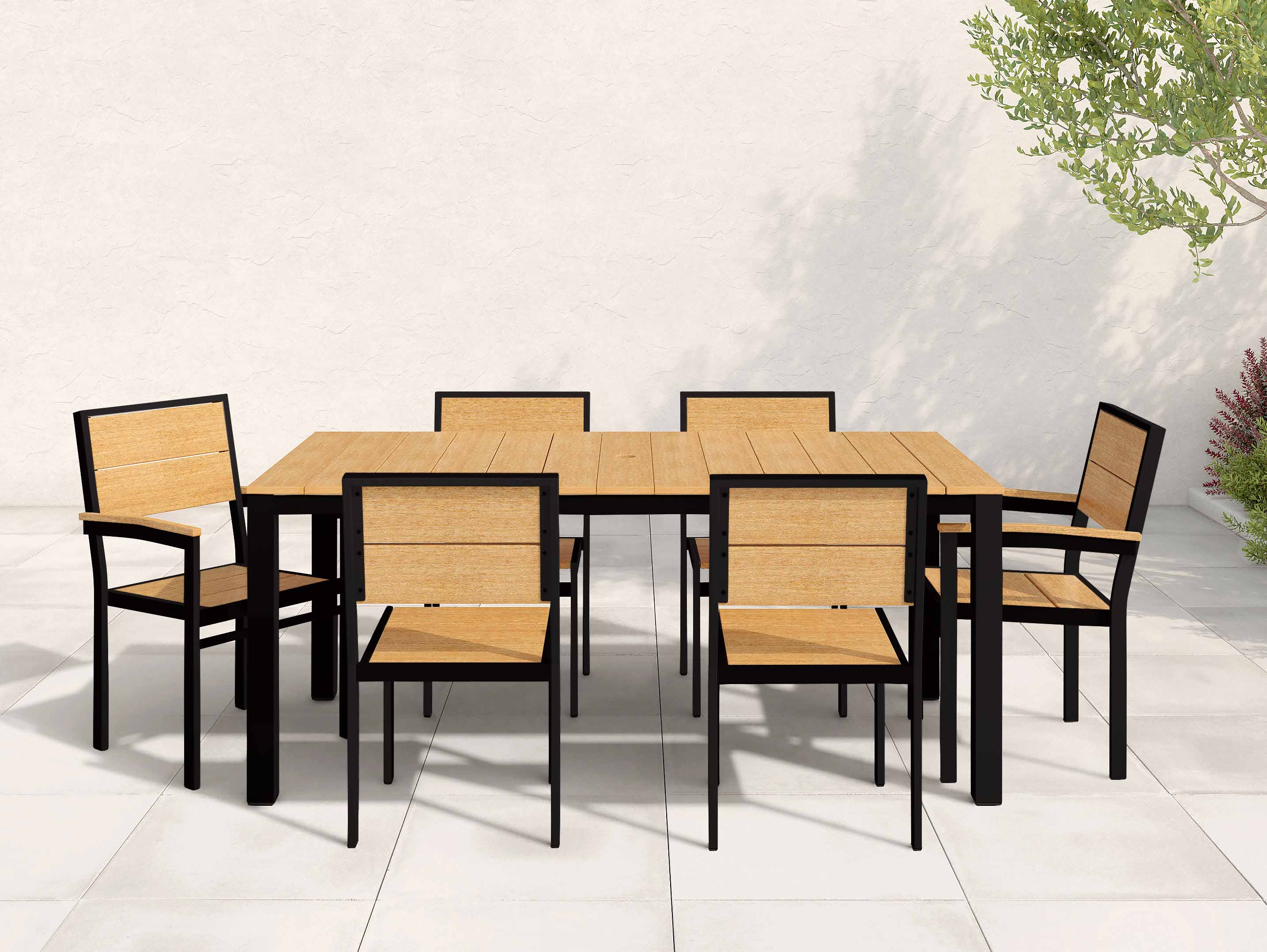 Park City Dining Set Natural Teak Black Frame