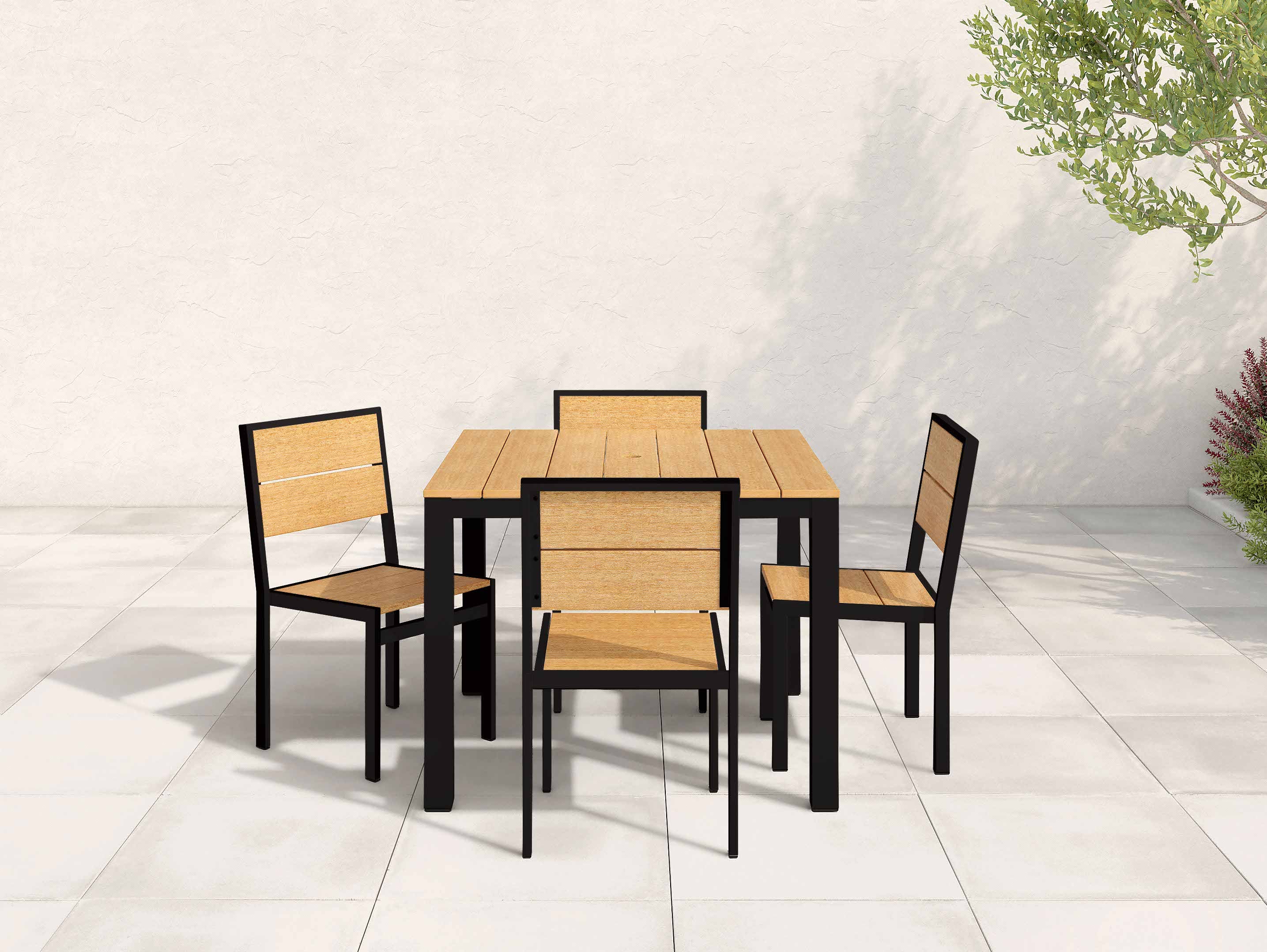Park City Square Dining Set Natural Teak woodgrain