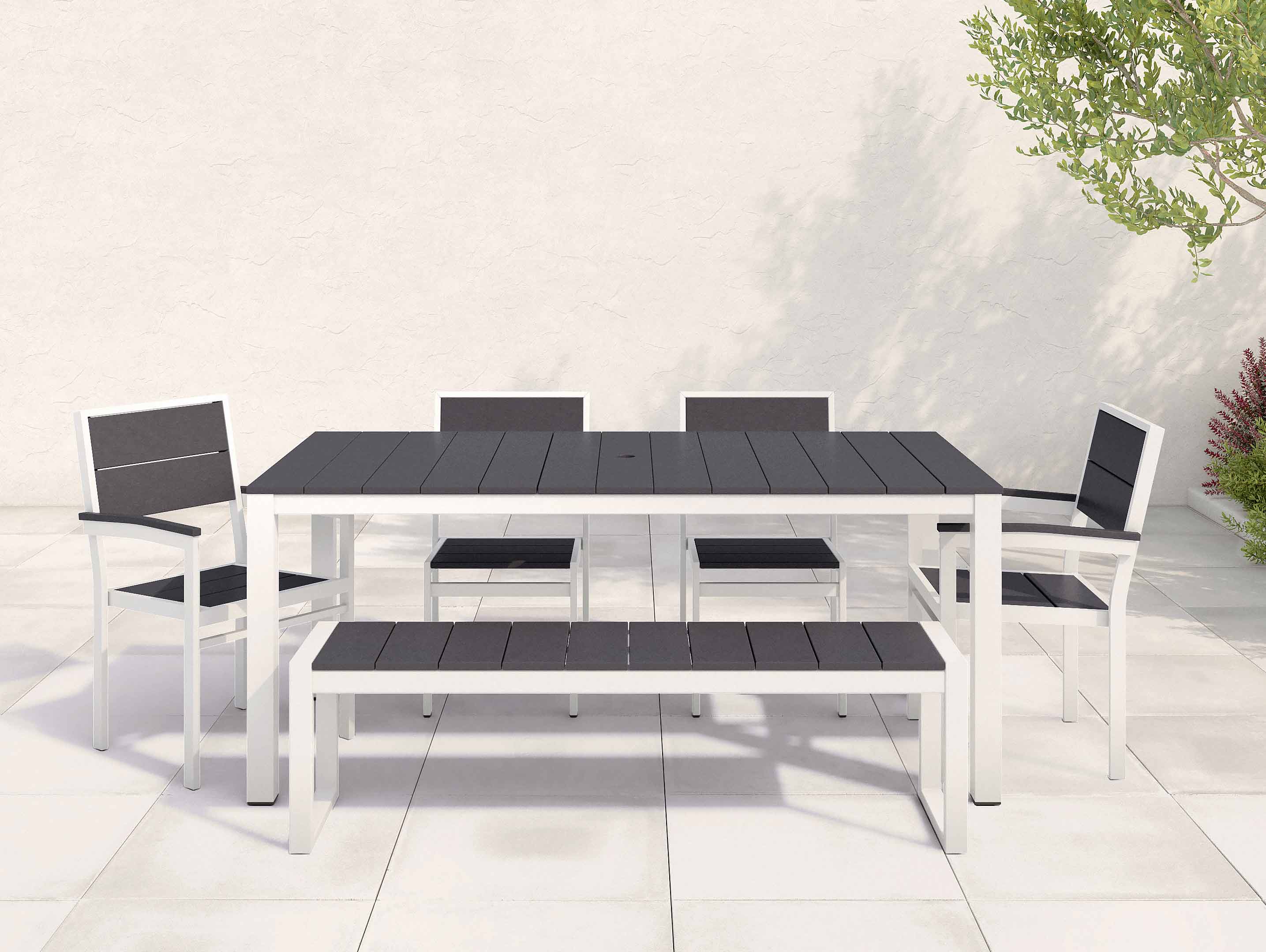 Park City Dining Set Black with White Frame