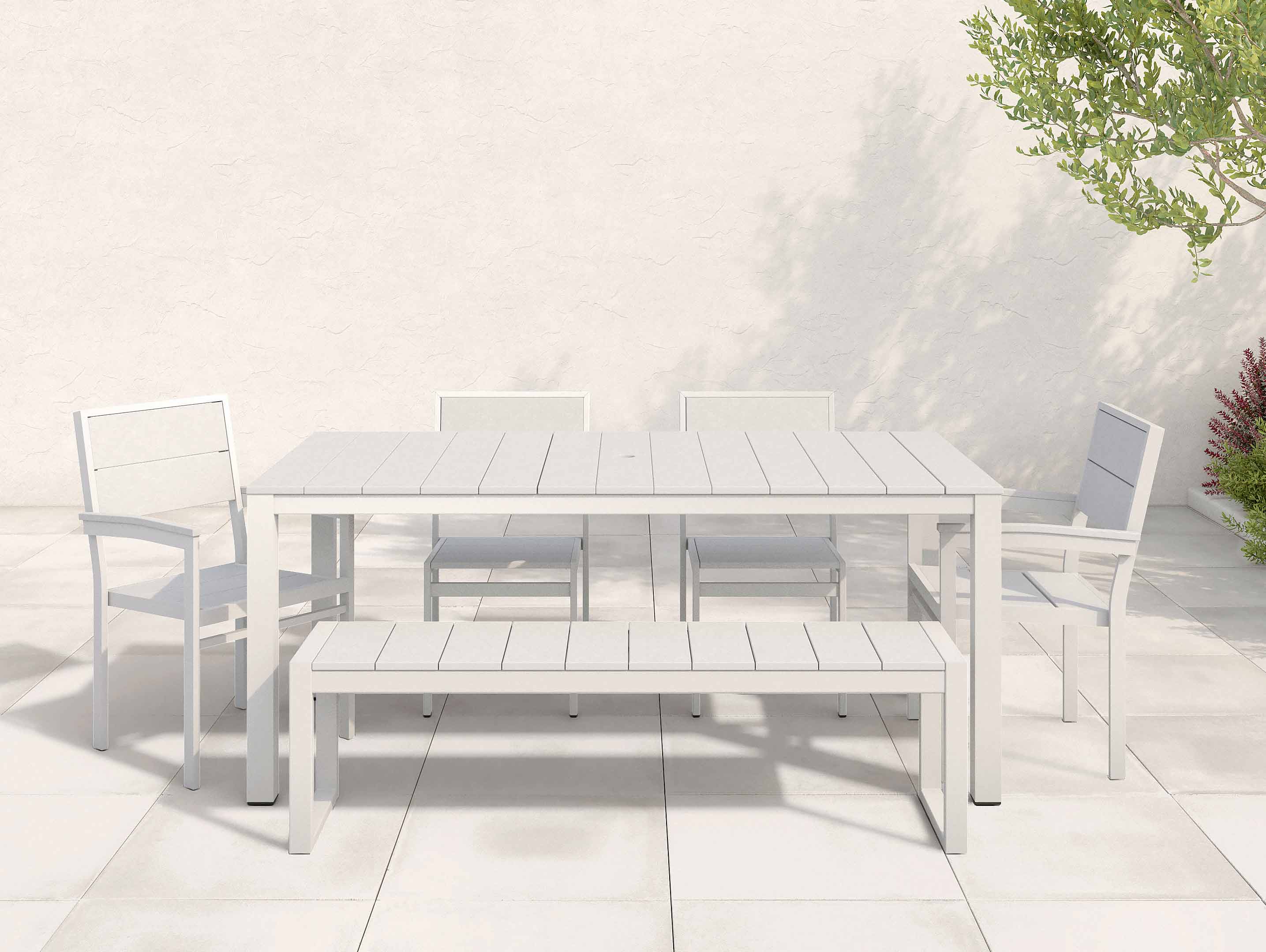 Park City Dining Set White with White Frame