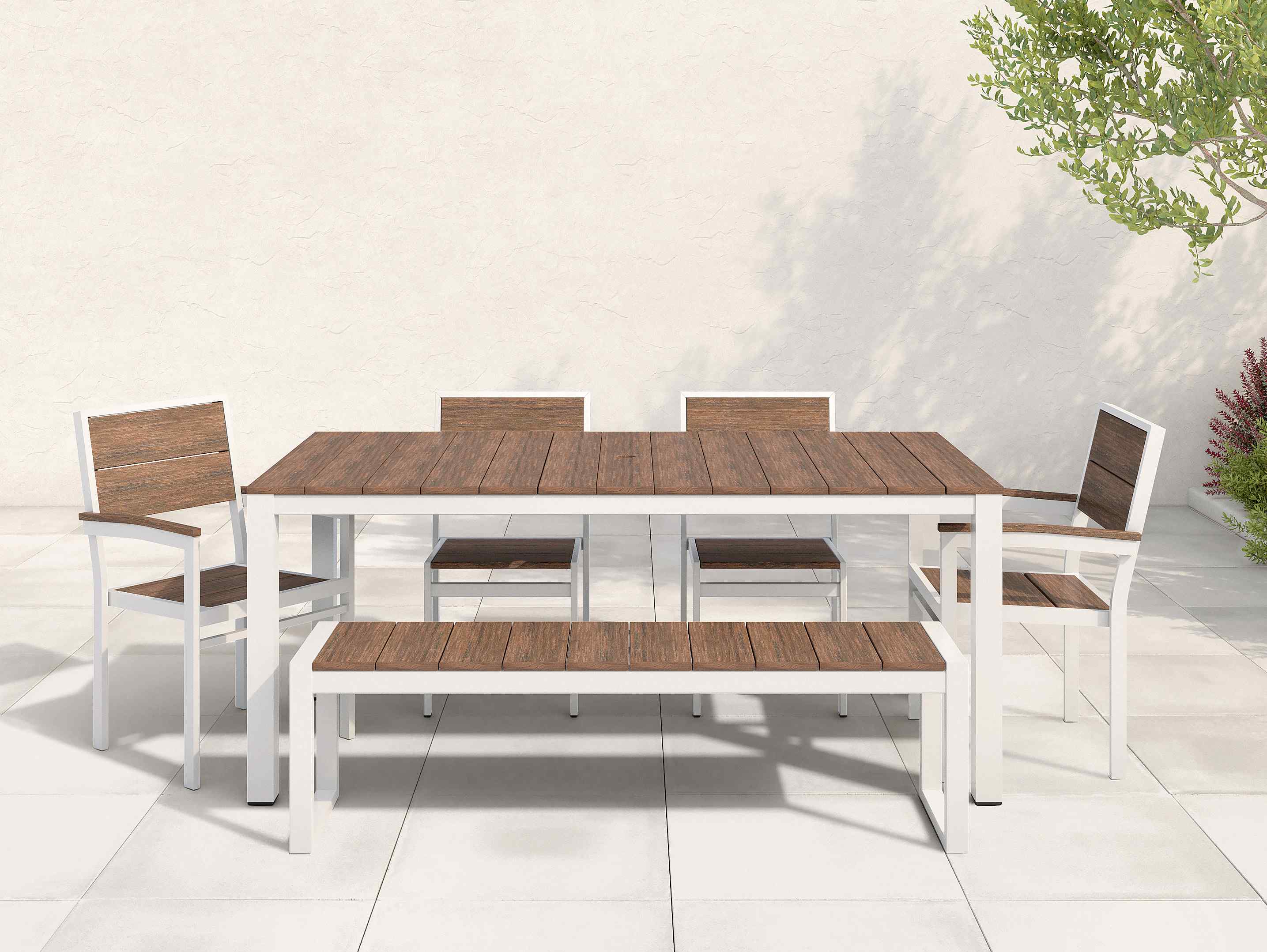 Park City Dining Set Brazilian Walnut White Frame