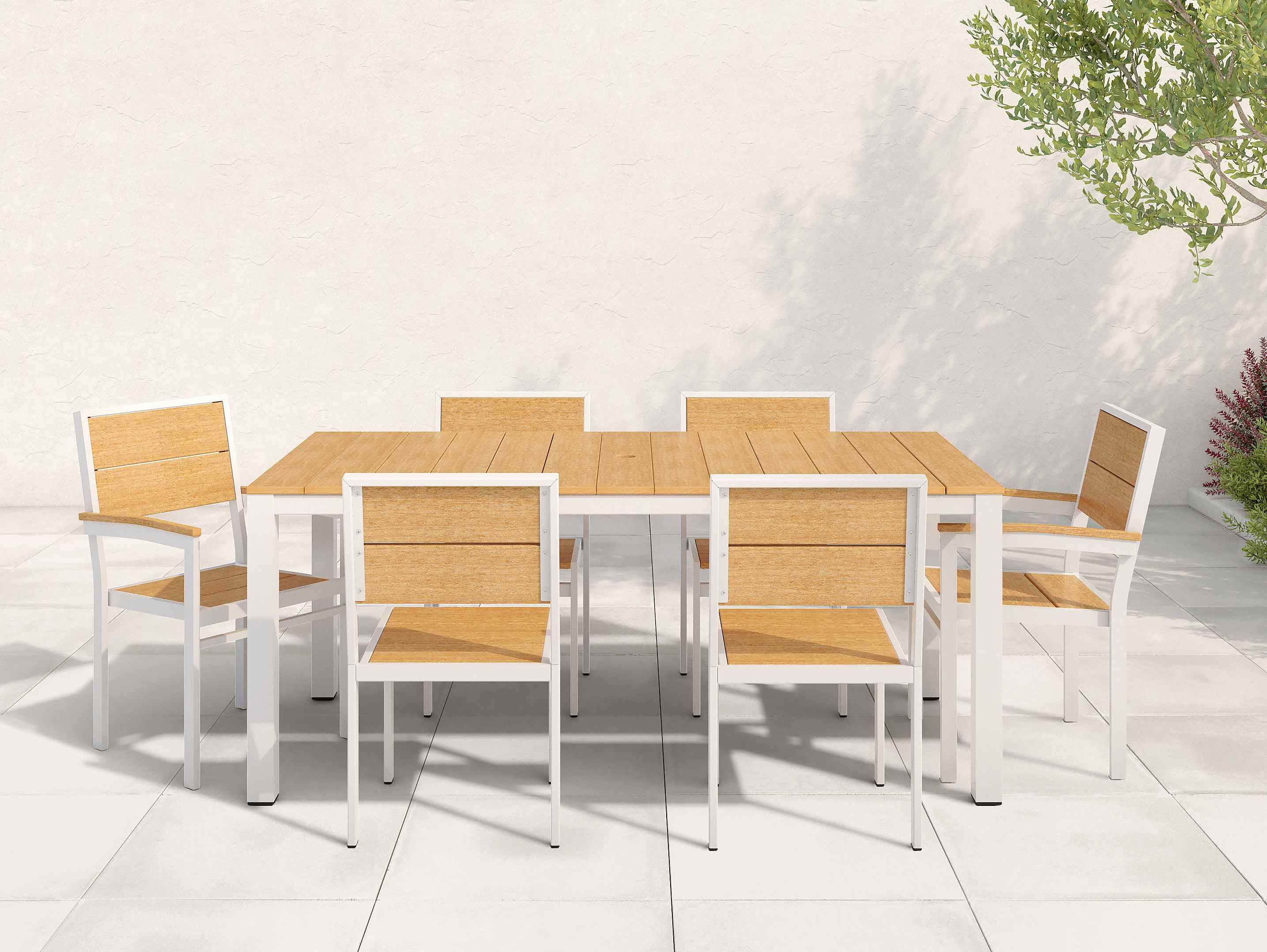 Park City Dining Set Natural Teak White Frame
