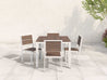 Brazilian Walnut Park City Dining Set with White Frame on patio