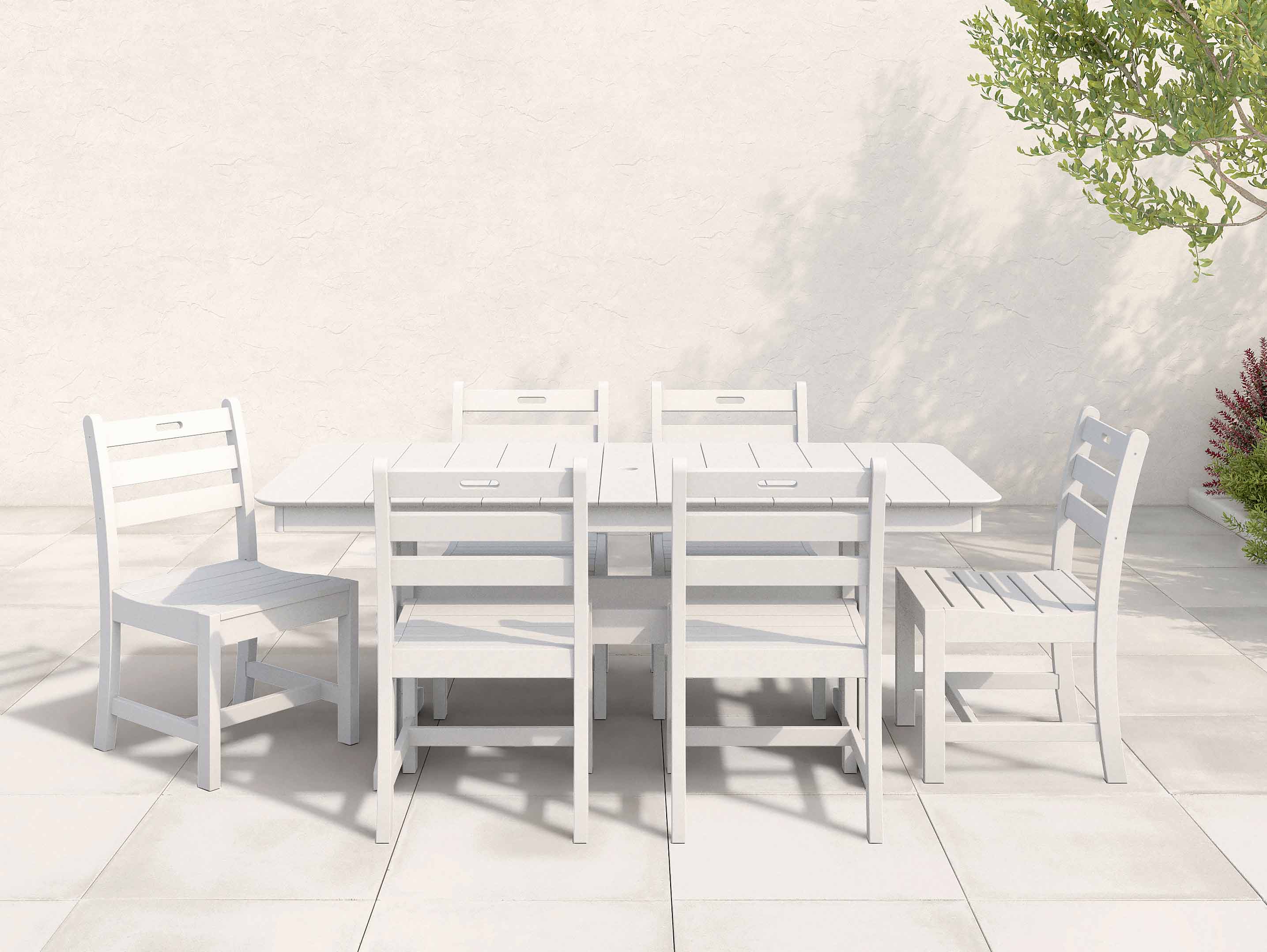 White Classic Dining Set with ladder back chairs