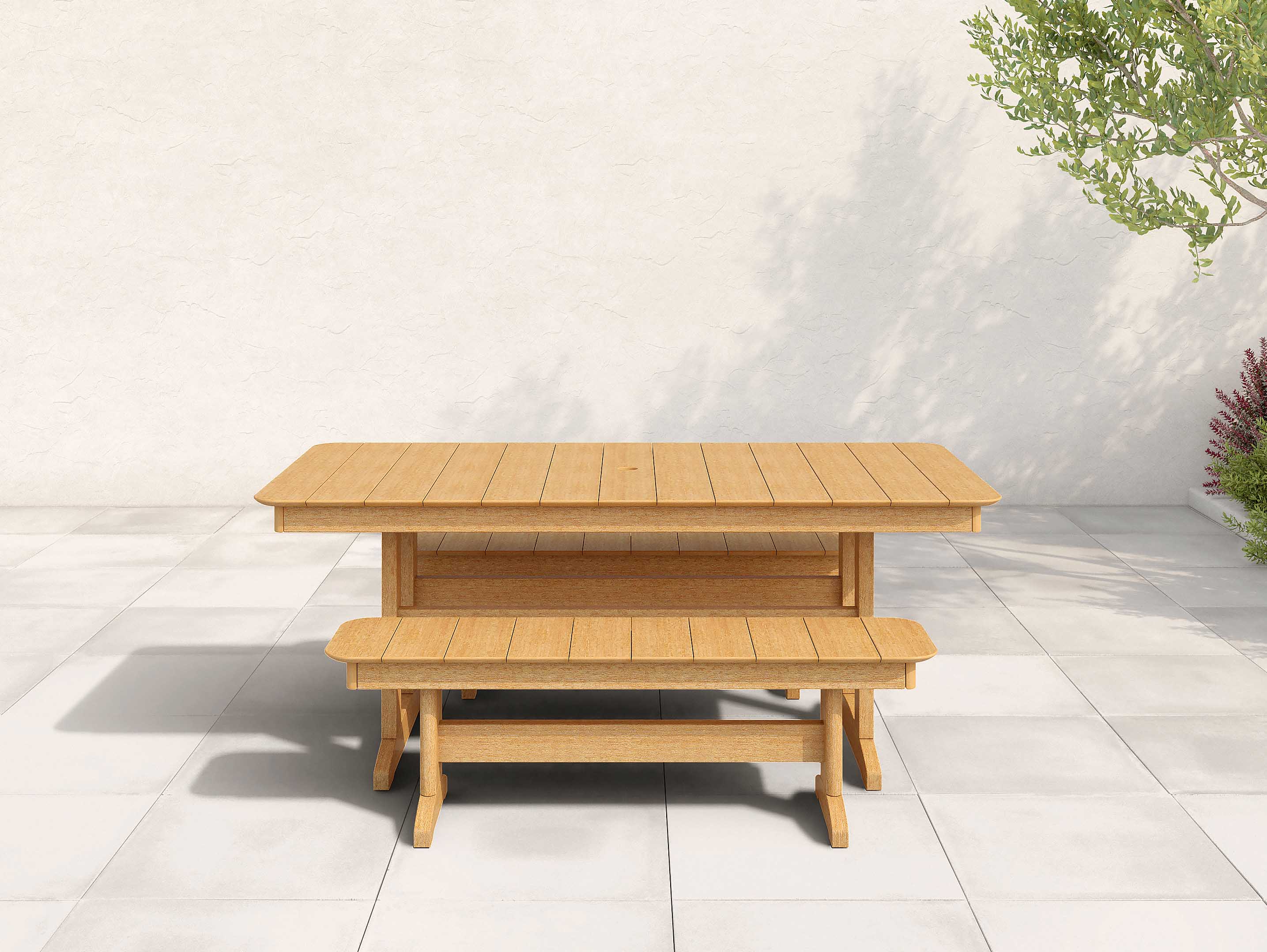 Natural Teak Classic Dining Set with Two Benches