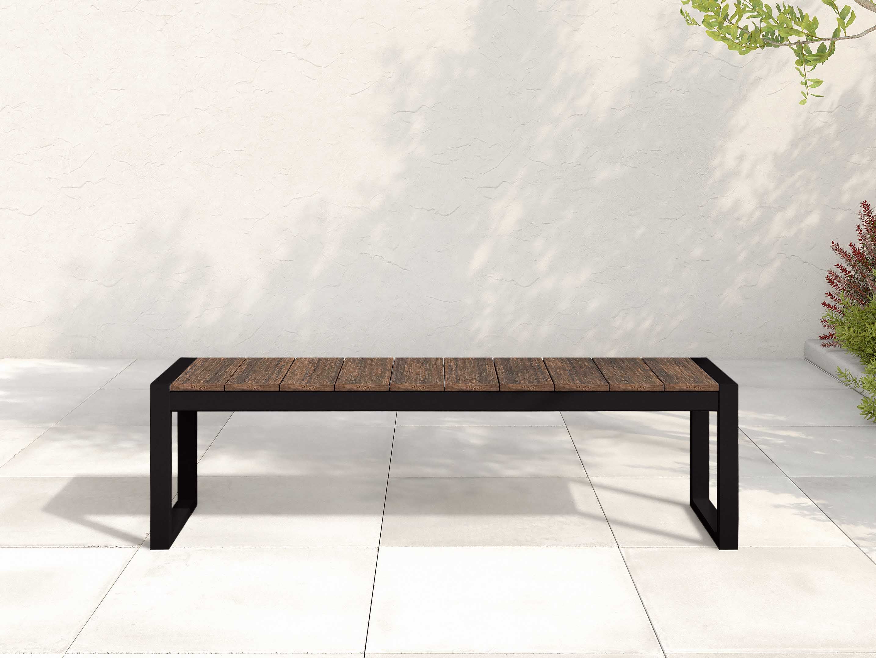 Featured Image - Park City Dining Bench with black frame and Brazilian Walnut 