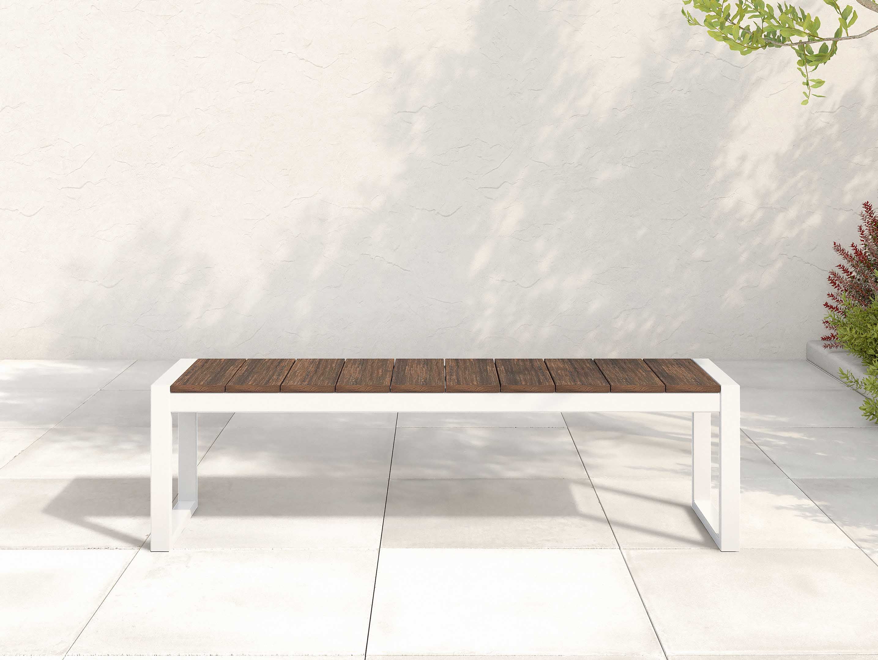 Park City Dining Bench with White Frame and Brazilian Walnut