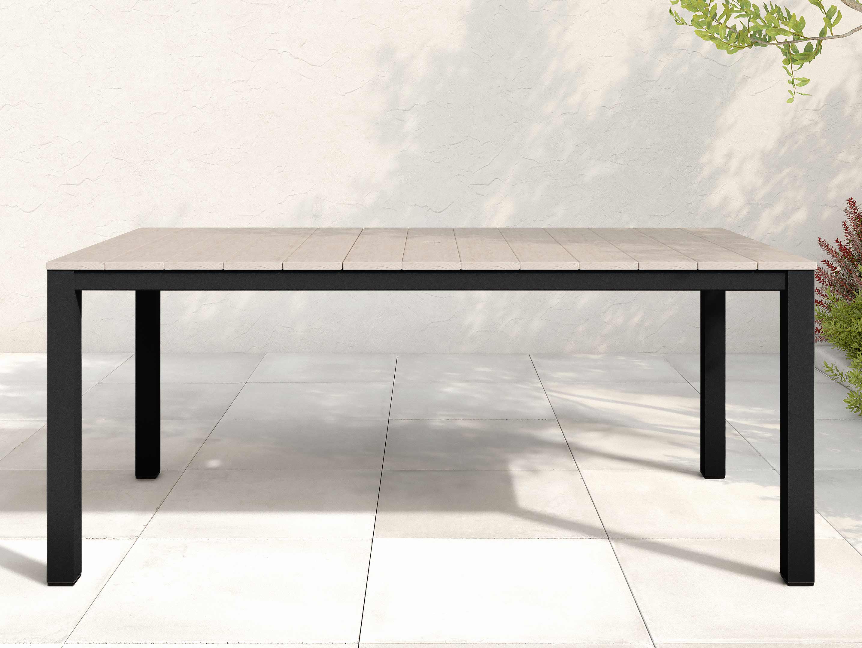 Park City Dining Table with black frame and Paper Birch TableTop