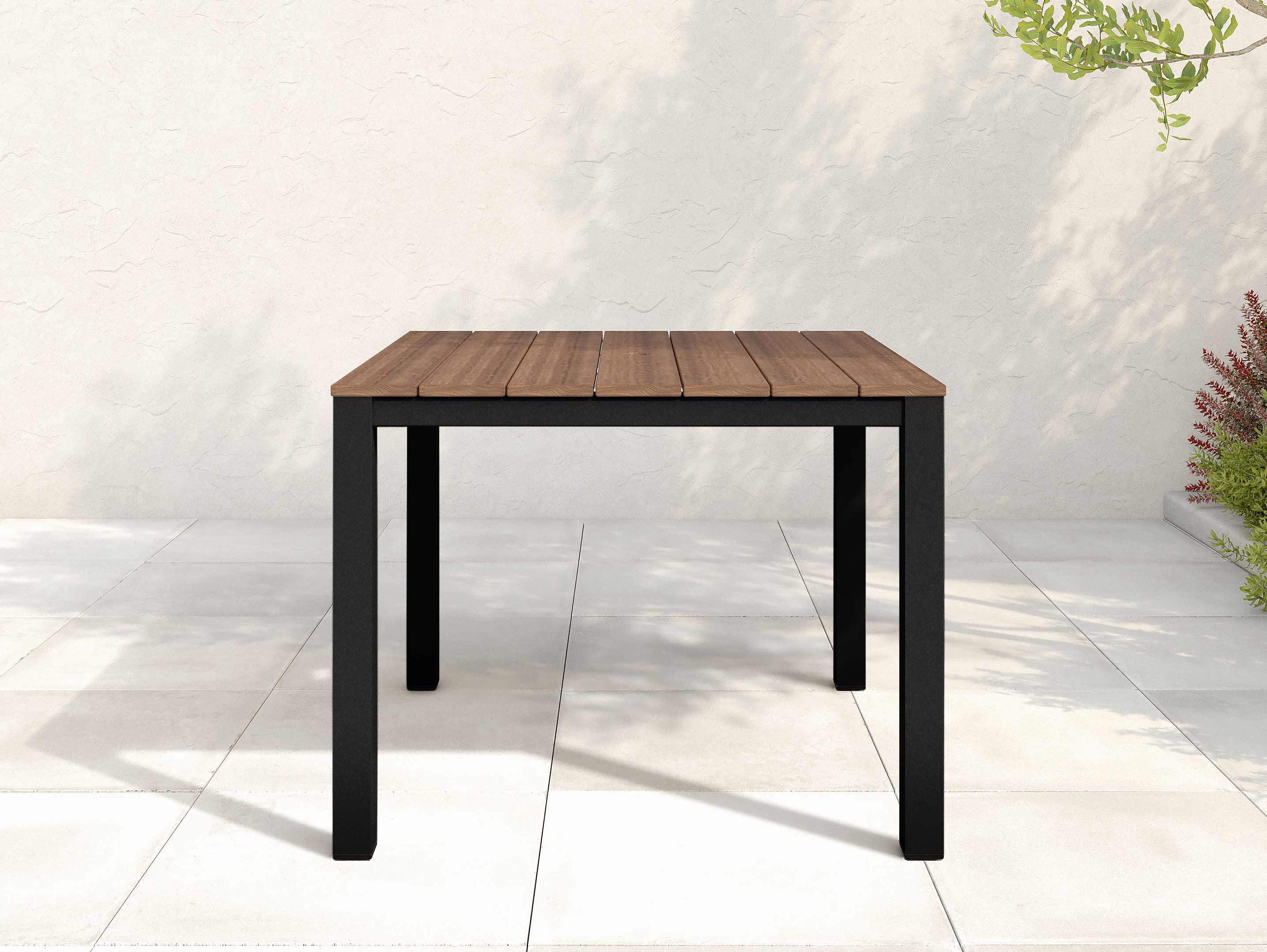 Square Park City Dining Table with black frame and antique mahogany