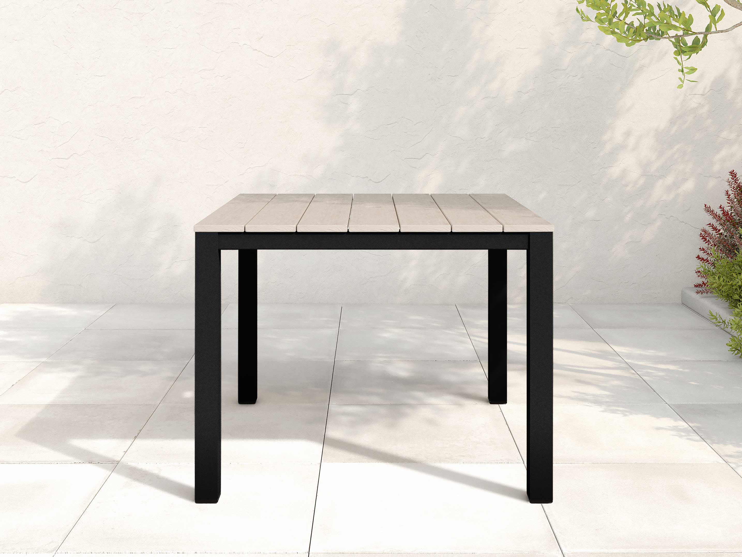 Square Park City Dining Table with black frame and paper birch
