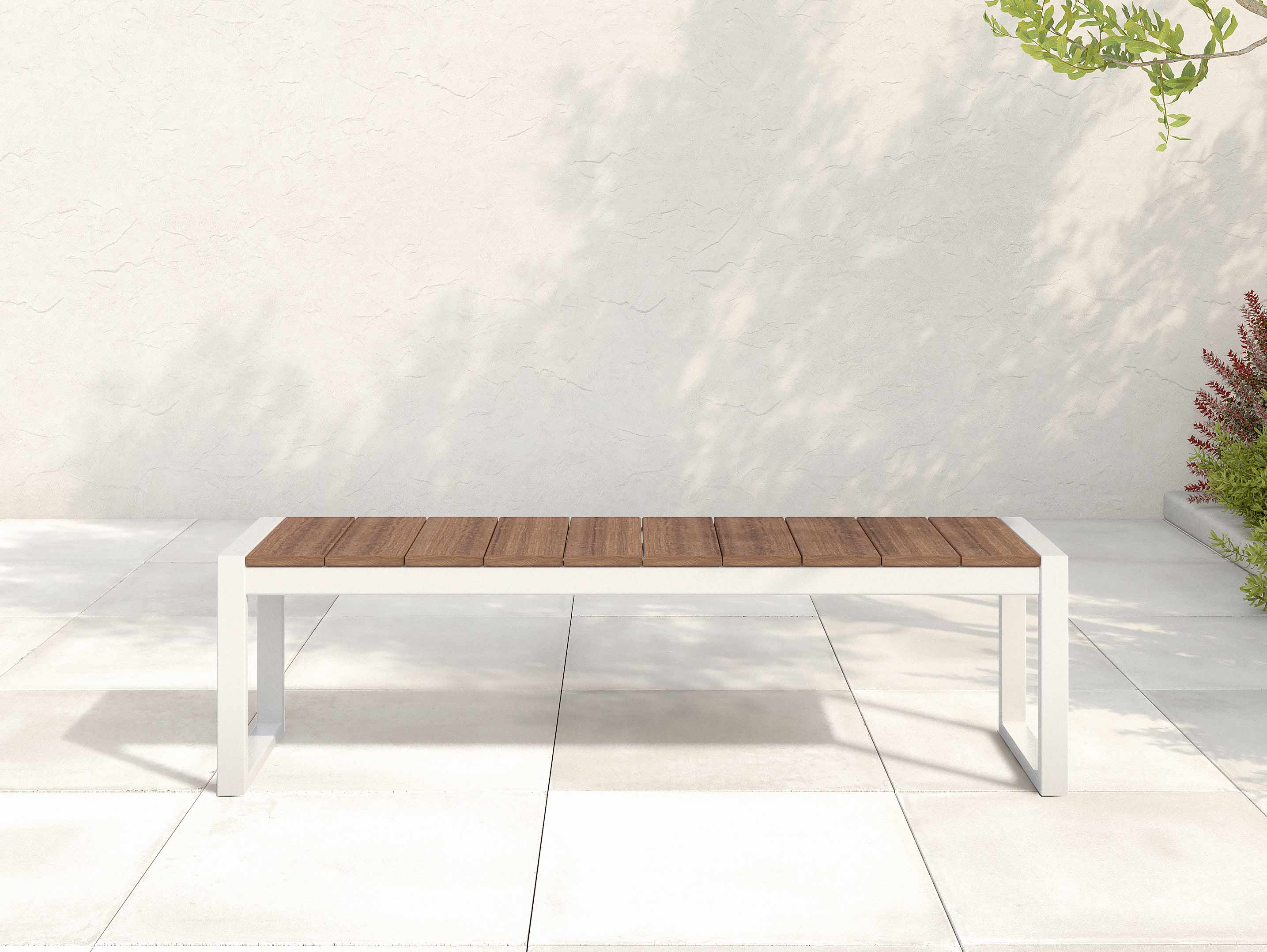 Park City Dining Bench with White Frame and Antique Mahogany