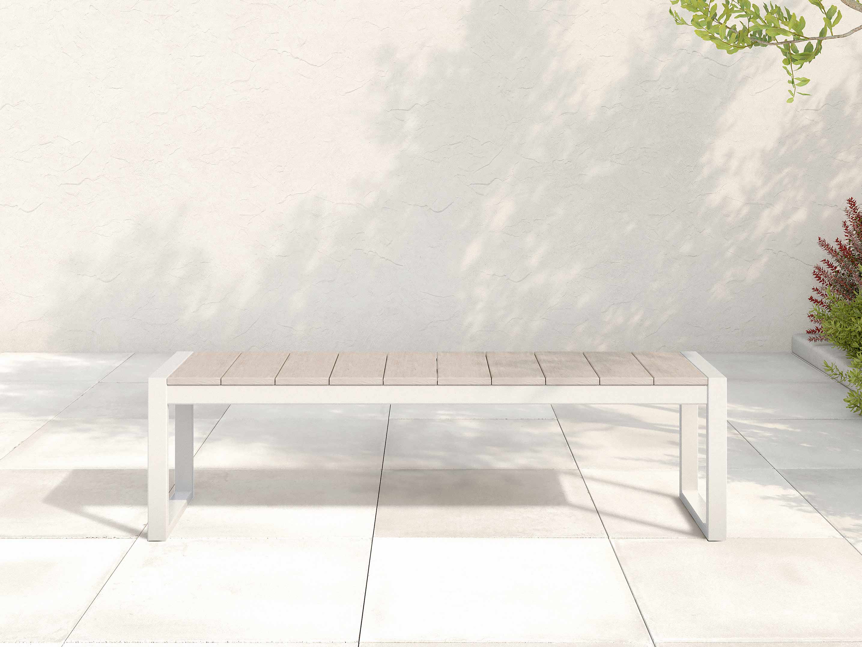 Park City Dining Bench with White Frame and Paper Birch