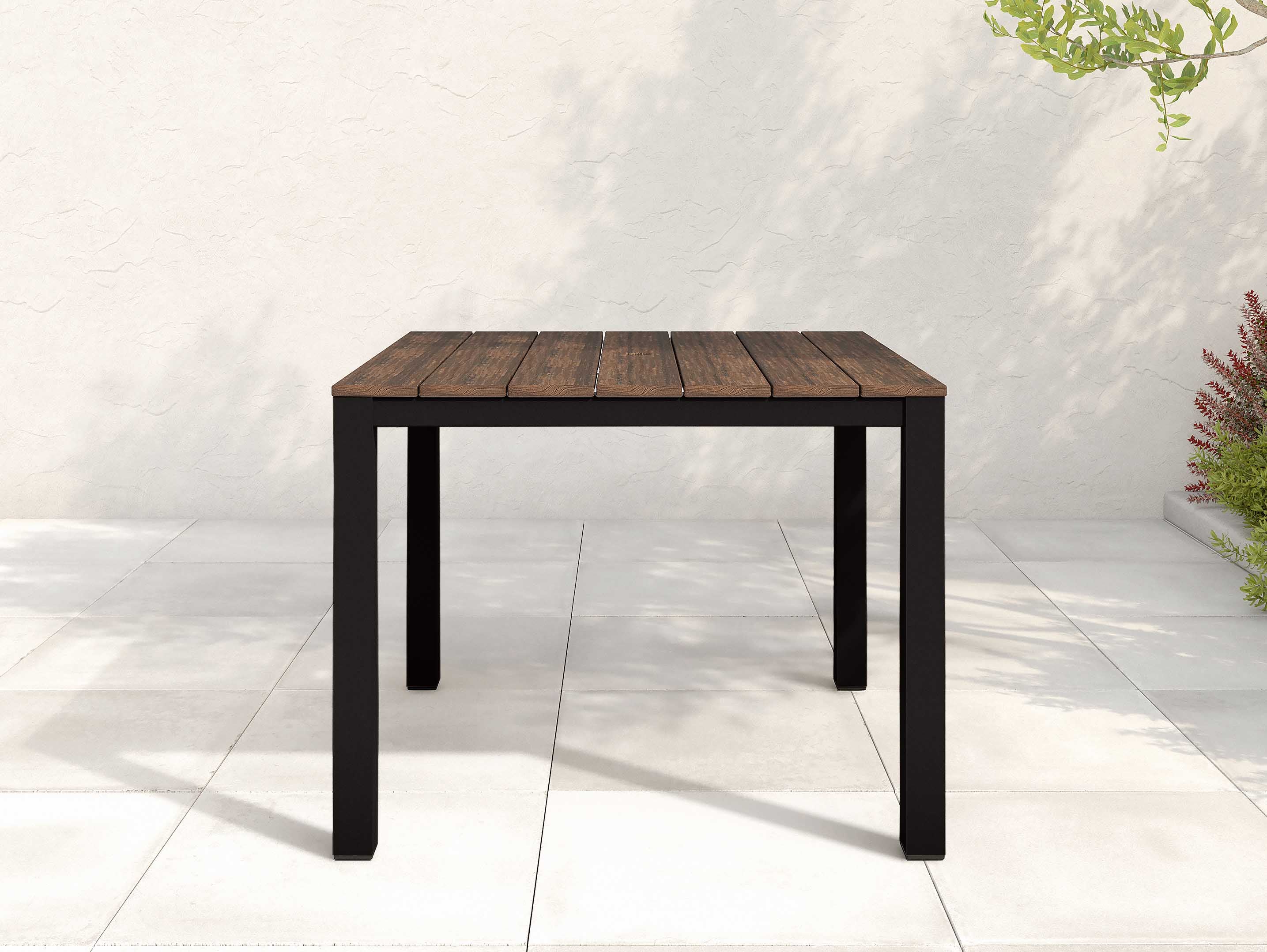 Square Park City Dining Table with black frame and brazilian walnut