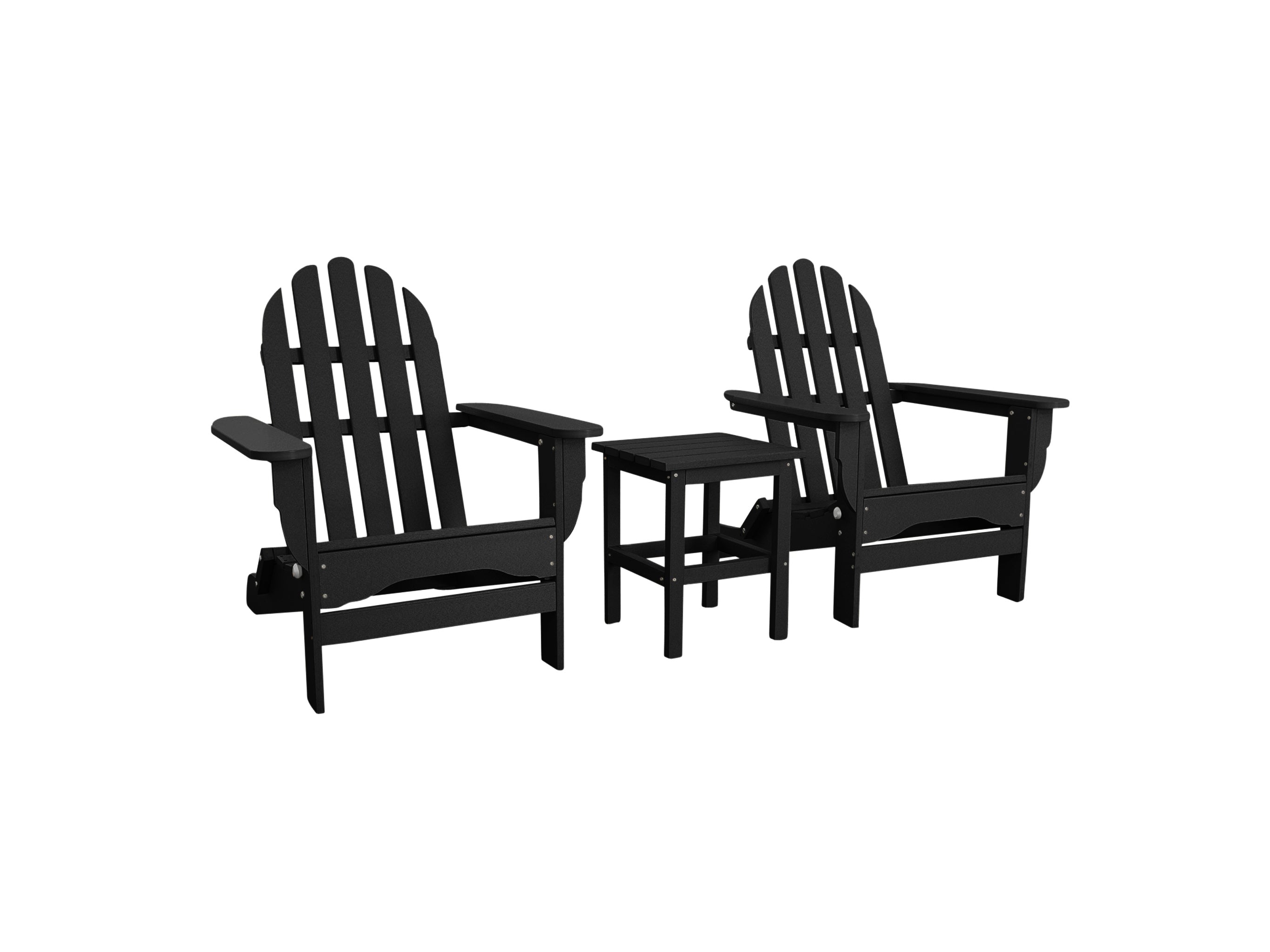 Black Two Chairs and Side Table Folding Adirondack Chair Blank Background