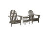 Coastal Gray Two Chairs and Side Table Folding Adirondack Chair Blank Background