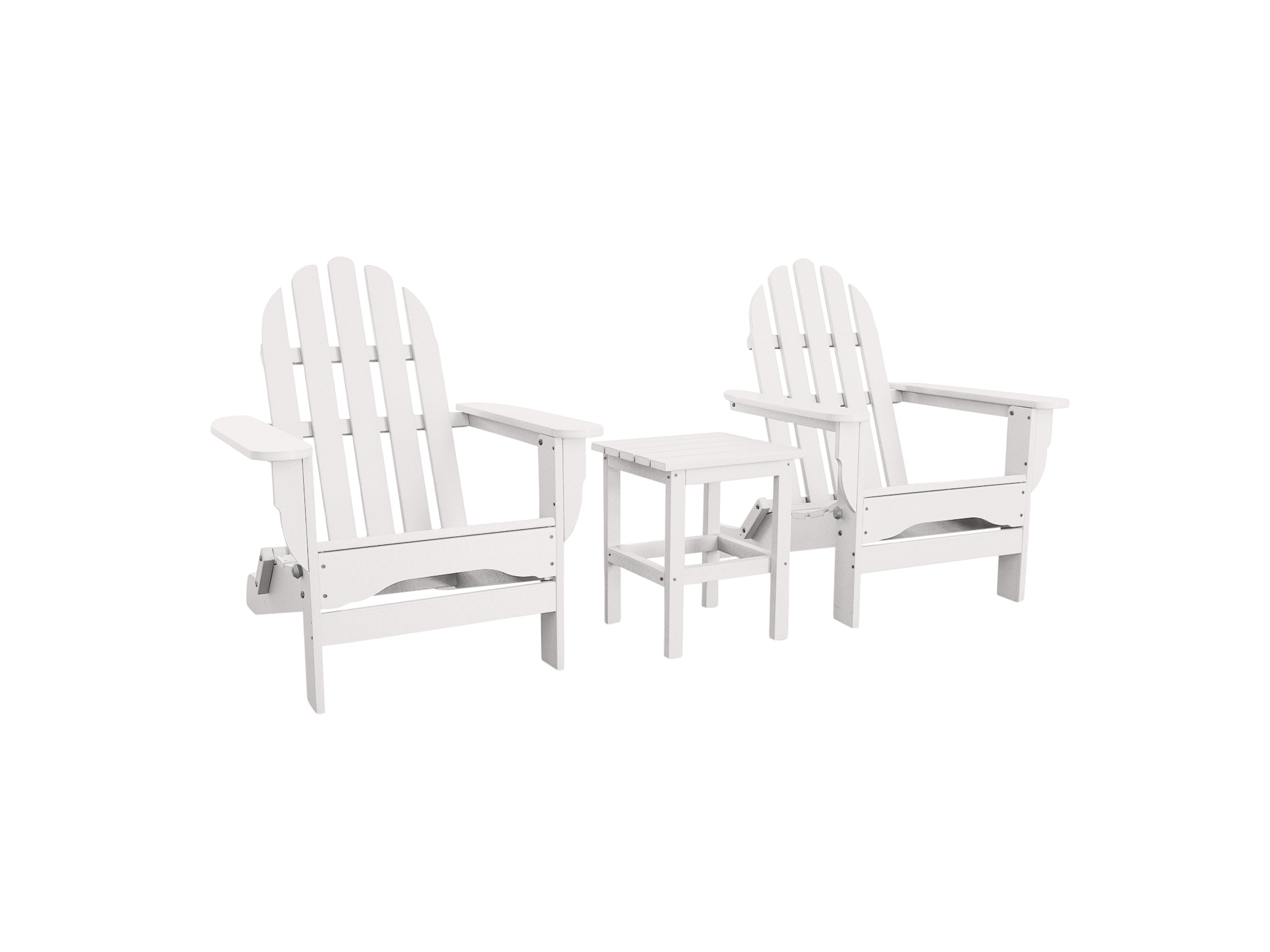 White Two Chairs and Side Table Folding Adirondack Chair Blank Background