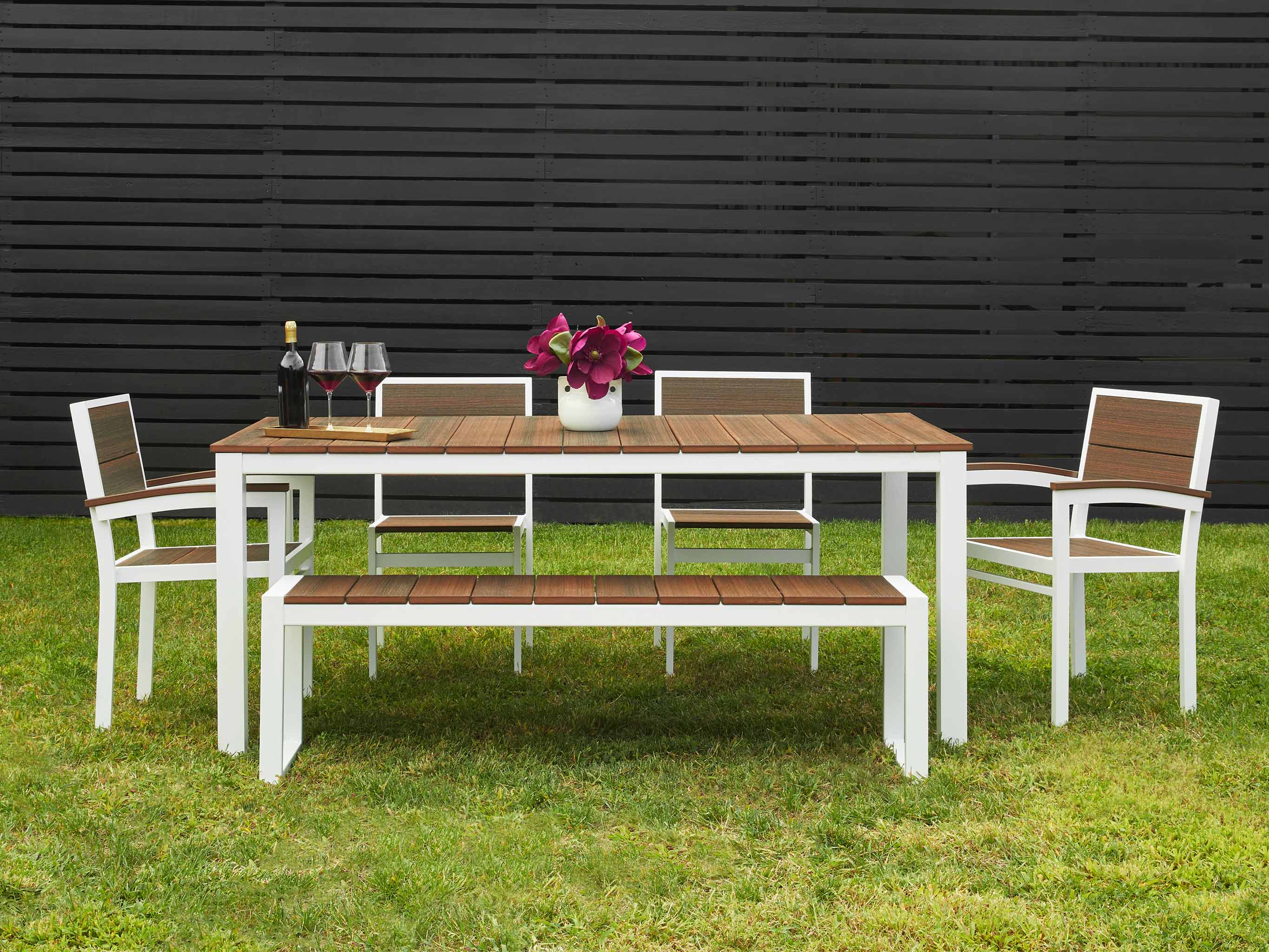 Park City Dining Set with Side Chairs and Bench White Frame