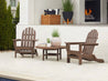 Brazilian Walnut Folding Adirondack Chair Set of Two with Madison Conversation Table
