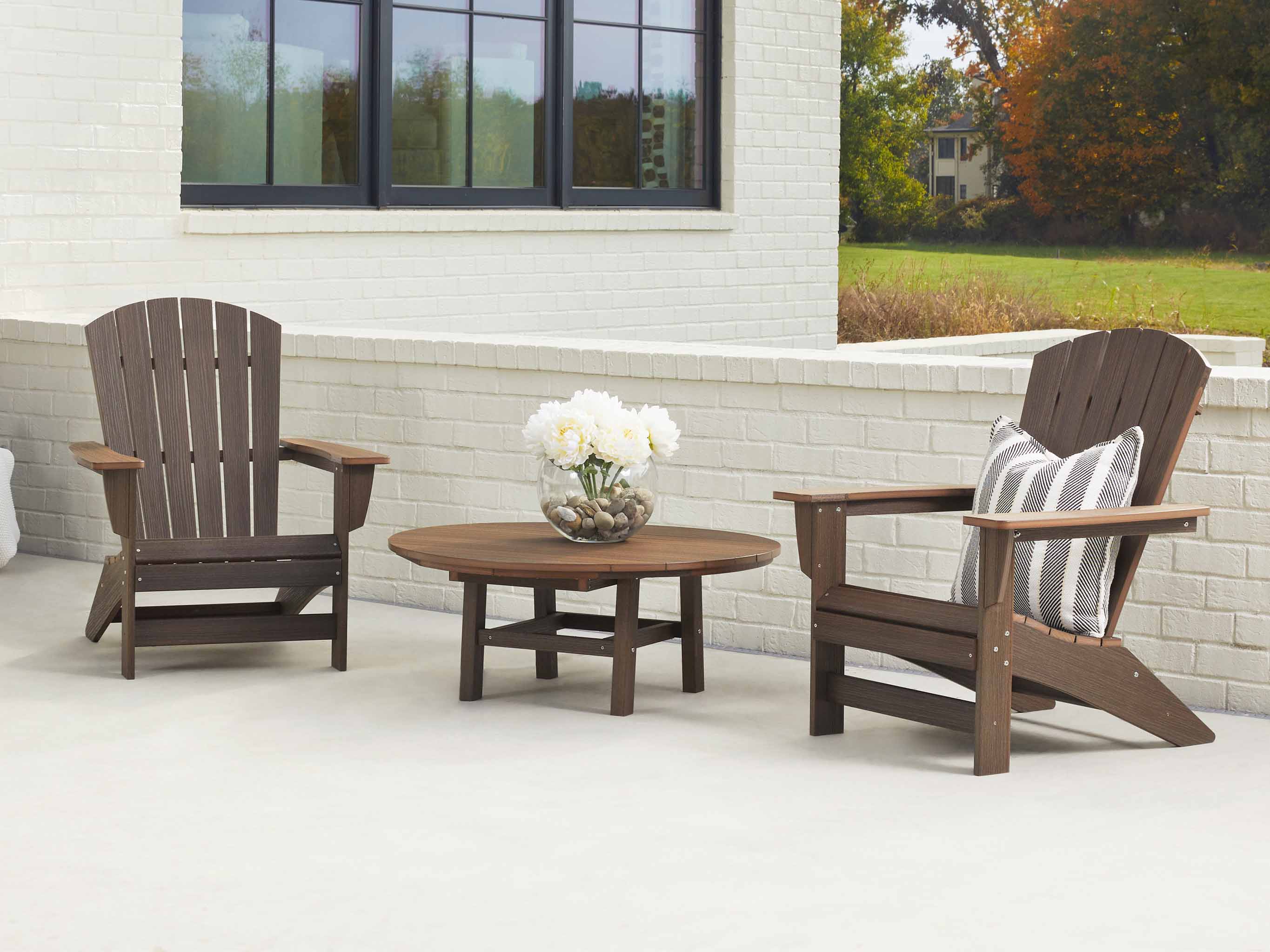 Johnson Bay Two Chairs and Madison Conversation Table Set in Brazilian Walnut