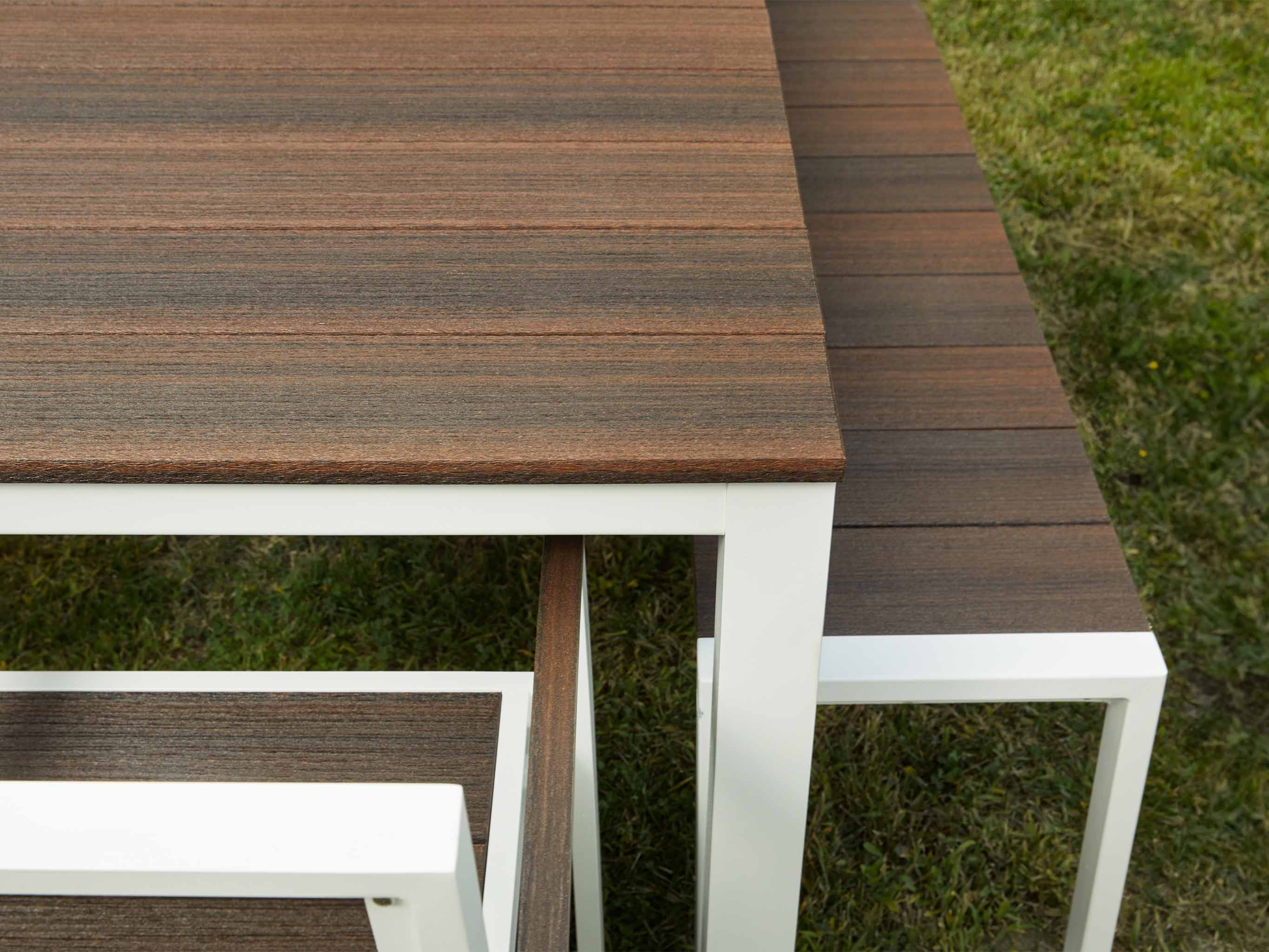 Park City Farmhouse Dining Set in Brazilian Walnut Close Up
