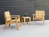 Natural Teak Ashland Chat Chair and Modern Side Table Set on Patio