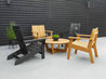 Black Aria Adirondack Chair and Ashland Chat Chair Set in Natural Teak