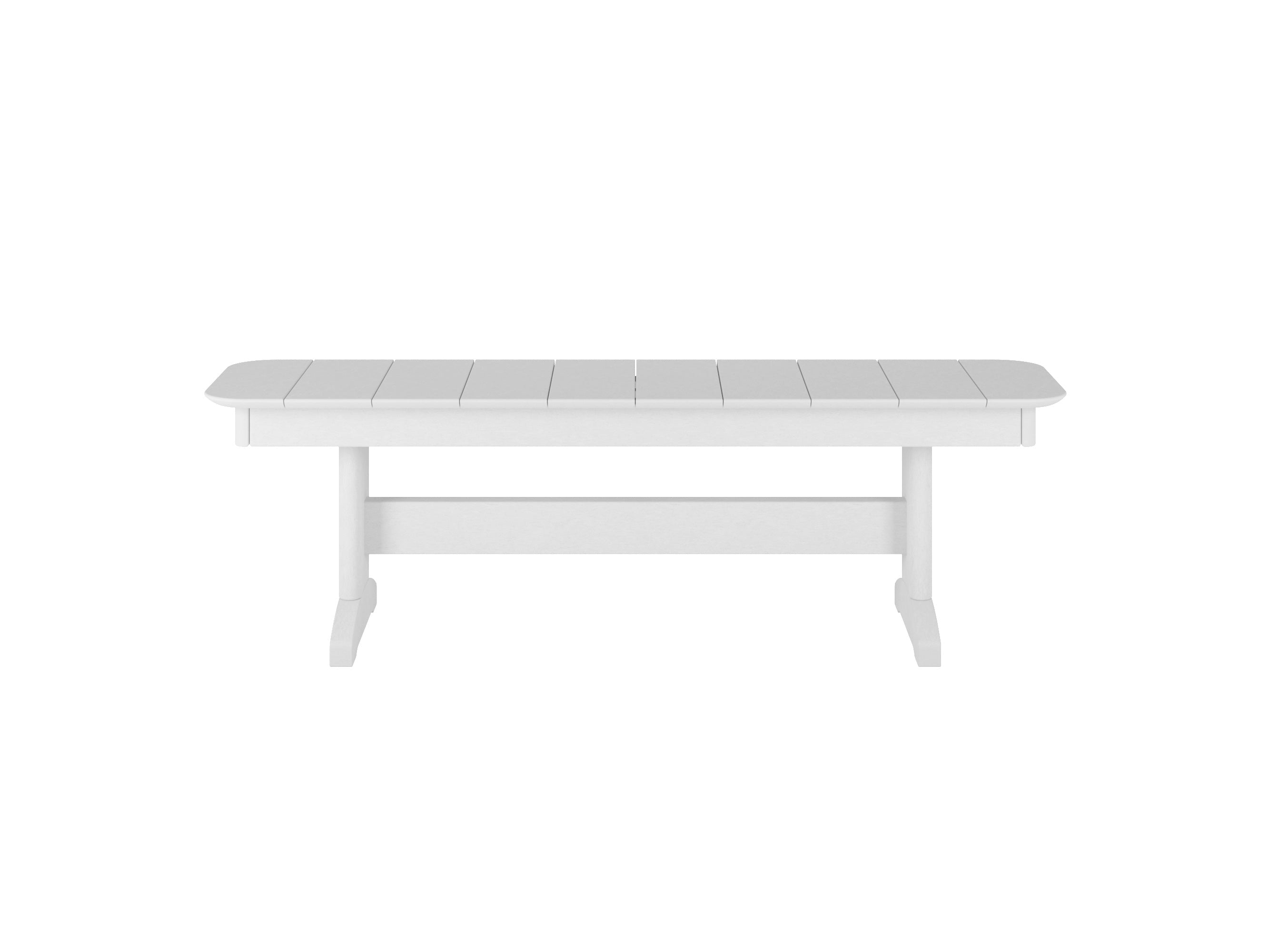 White Classic Dining Bench Front View Blank Background